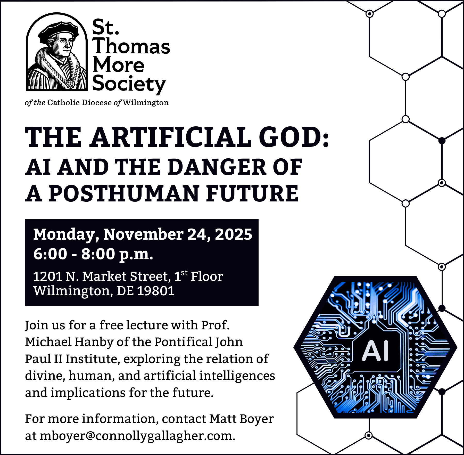 Fall Lecture - The Artificial God: AI and the Danger of a Posthuman Future