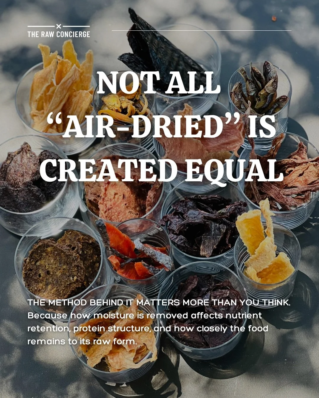 Most people see &ldquo;air-dried&rdquo; and assume it all means the same thing.

It doesn&rsquo;t.

Some air-dried foods rely on warm air or low heat to speed up the process. Others take a slower approach&mdash;using airflow, time, and controlled con