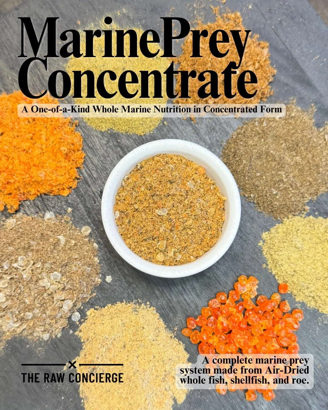‼️COMING SOON - MarinePrey Concentrate

MarinePrey Concentrate is more than an omega supplement.

It is a whole-food marine system made from air-dried fish, shellfish, and roe &mdash; delivering biologically active nutrients in the form they exist in