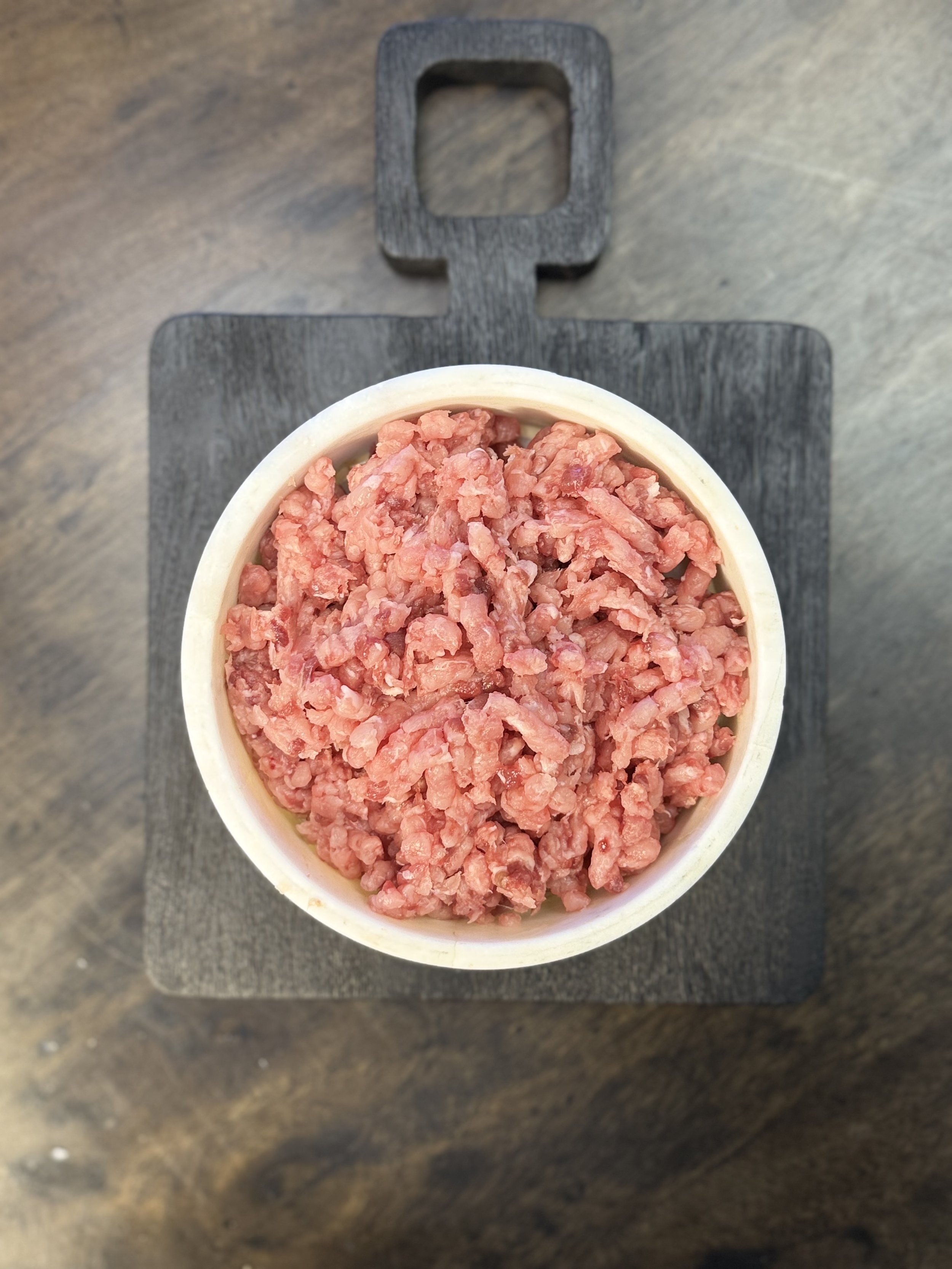 Boneless pork with heart raw pet food pasture raised single protein blend