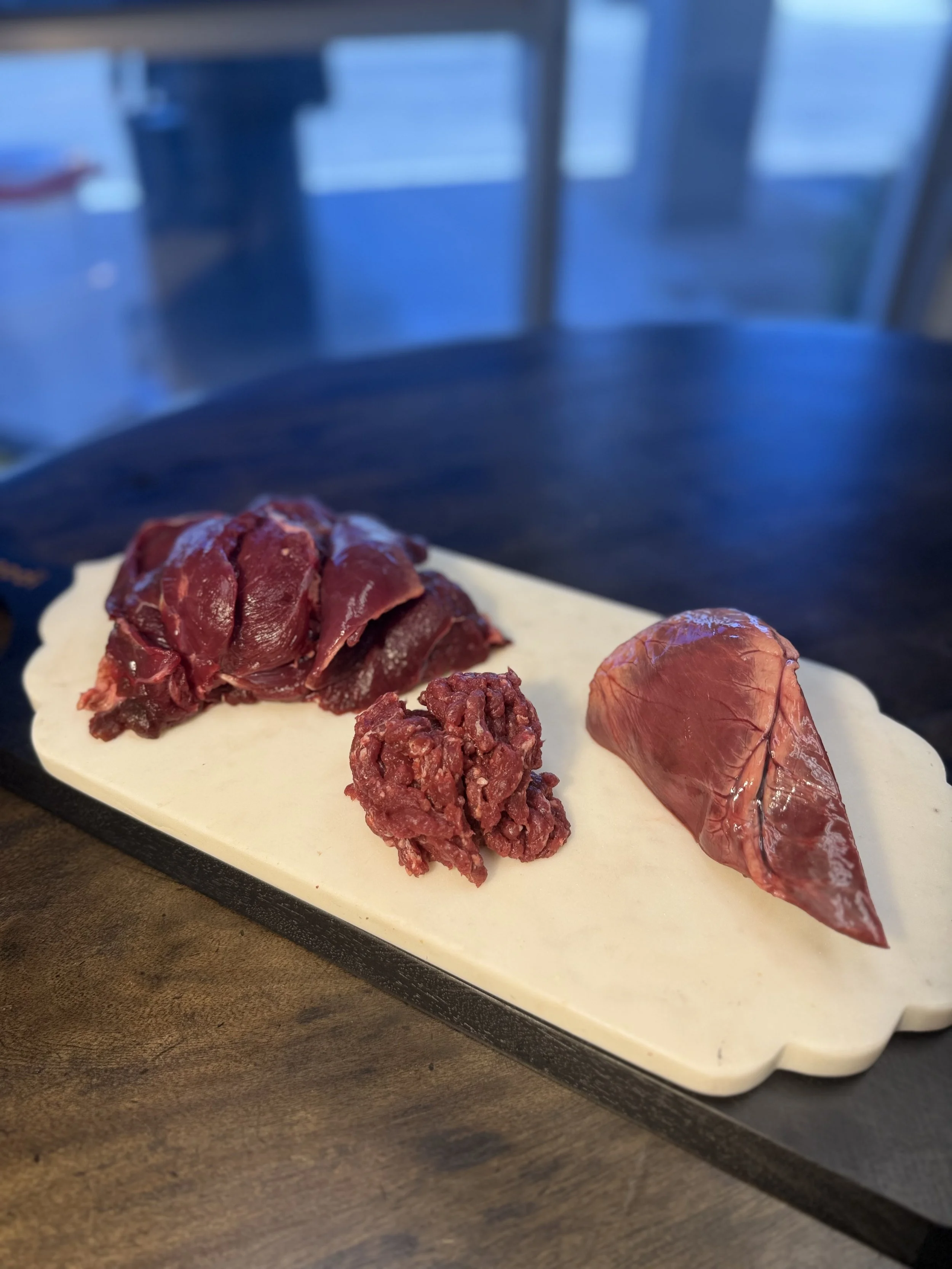 Elk raw pet food with heart for taurine support single protein raw diet