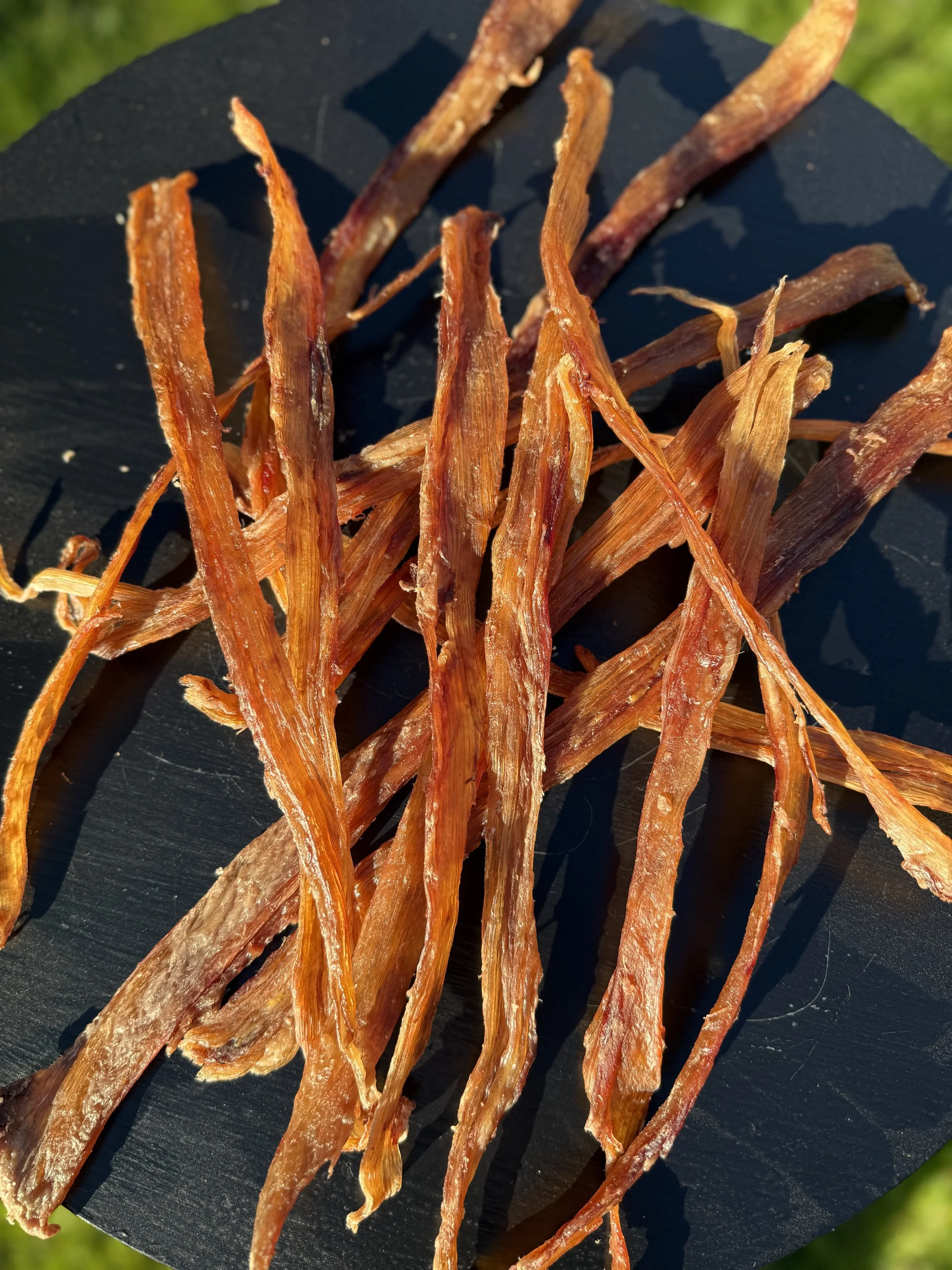 Dehydrated Grass-fed & Finished Bison Backstrap Tendons