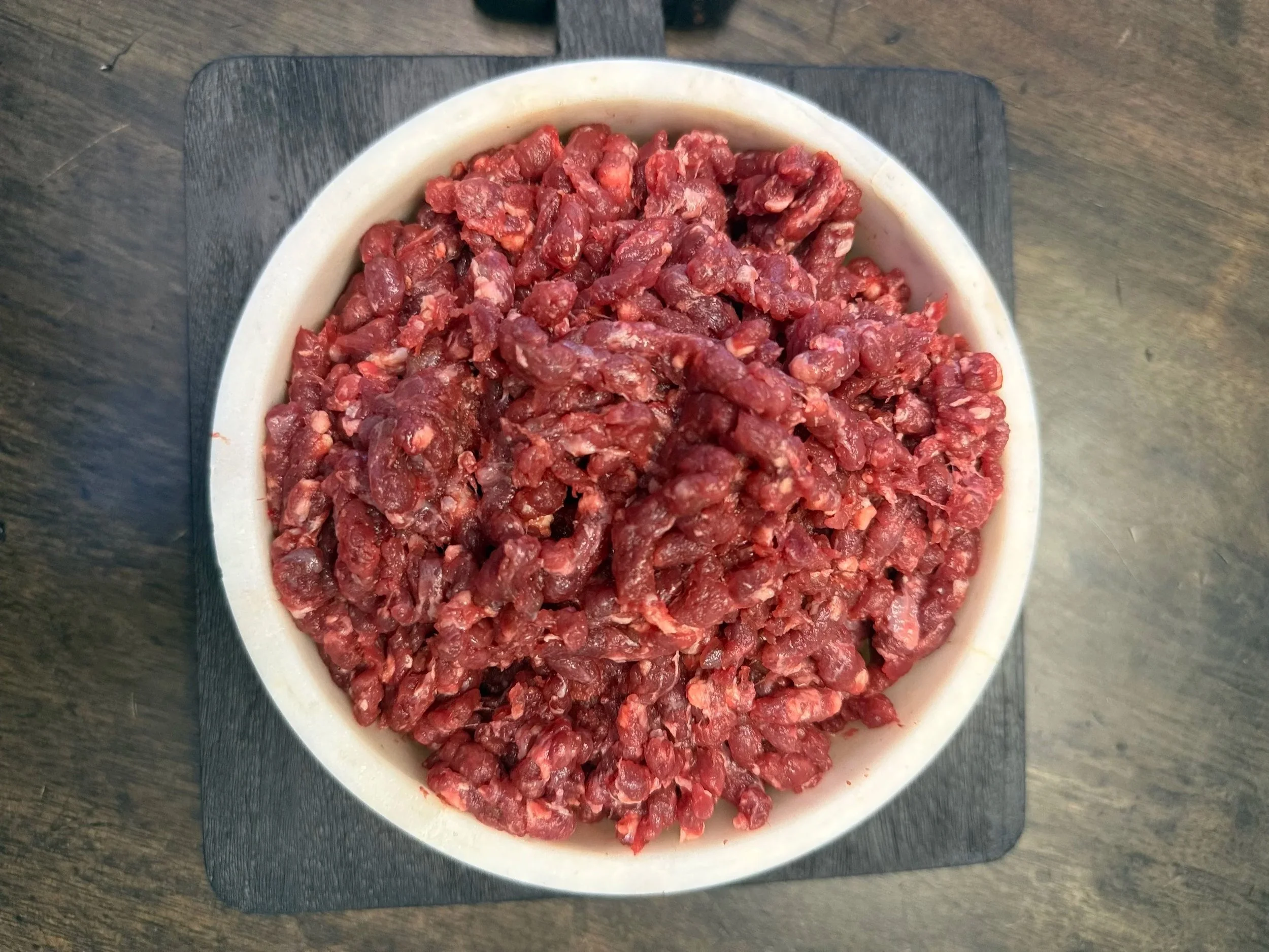 Raw boneless grass-fed and finished bison blend with added heart, frozen raw pet food for cats and dogs and 10% heart for natural taurine support and species-appropriate nutrition