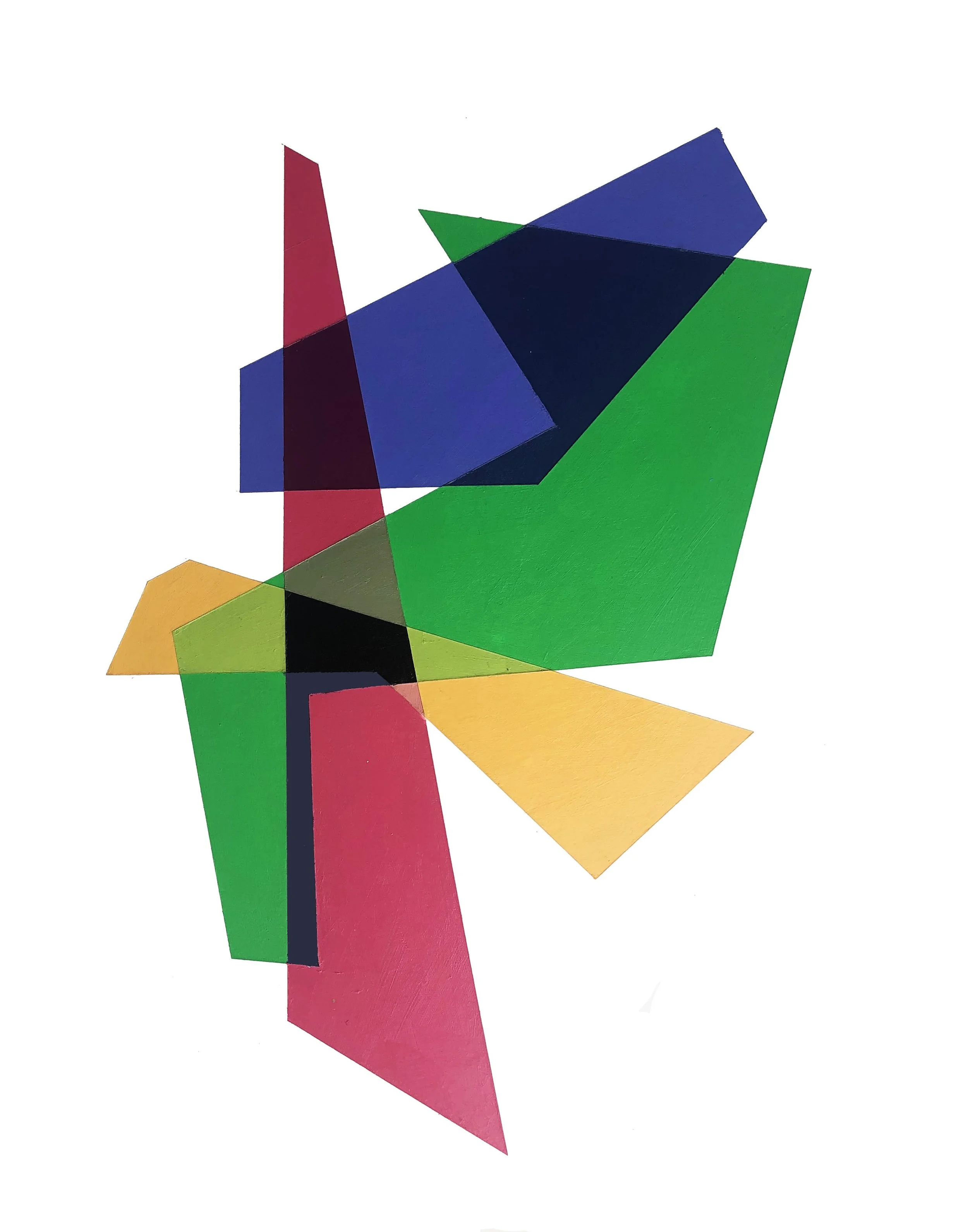 12/23/2022, $400 acrylic on paper 14" x 11" I really like the multi layered shapes in this one.