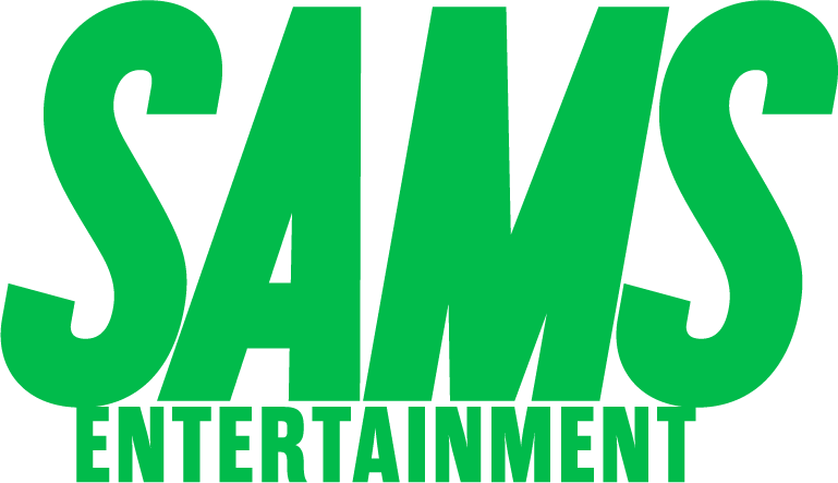 Logo of SAMS Entertainment in green text