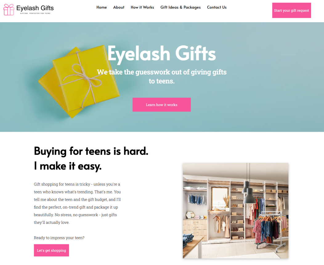 Teen personal shopping new website homepage