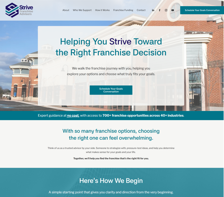 strive franchise advisors homepage redesign