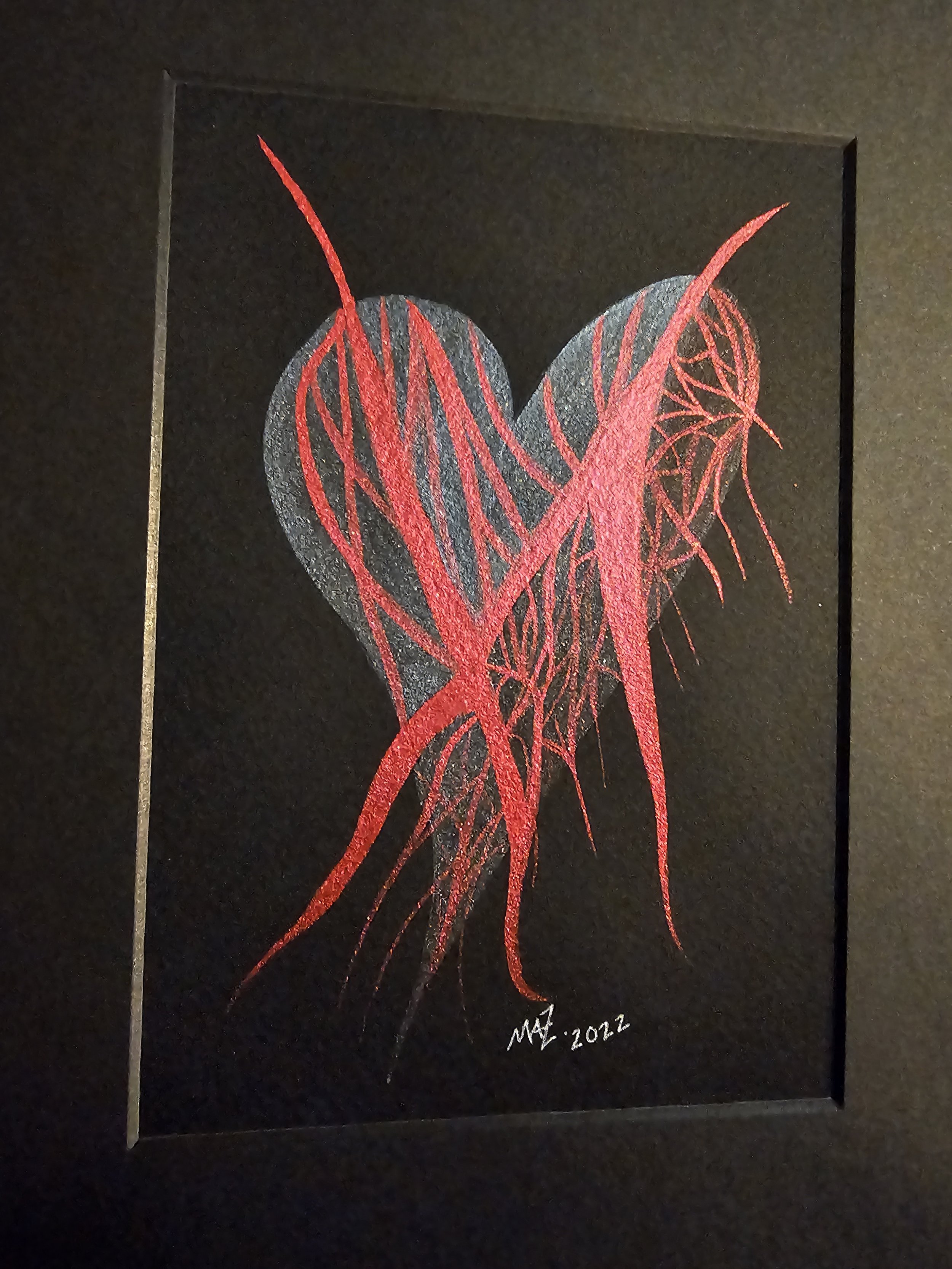 venomous heart, heart, heart art, watercolor heart, original art