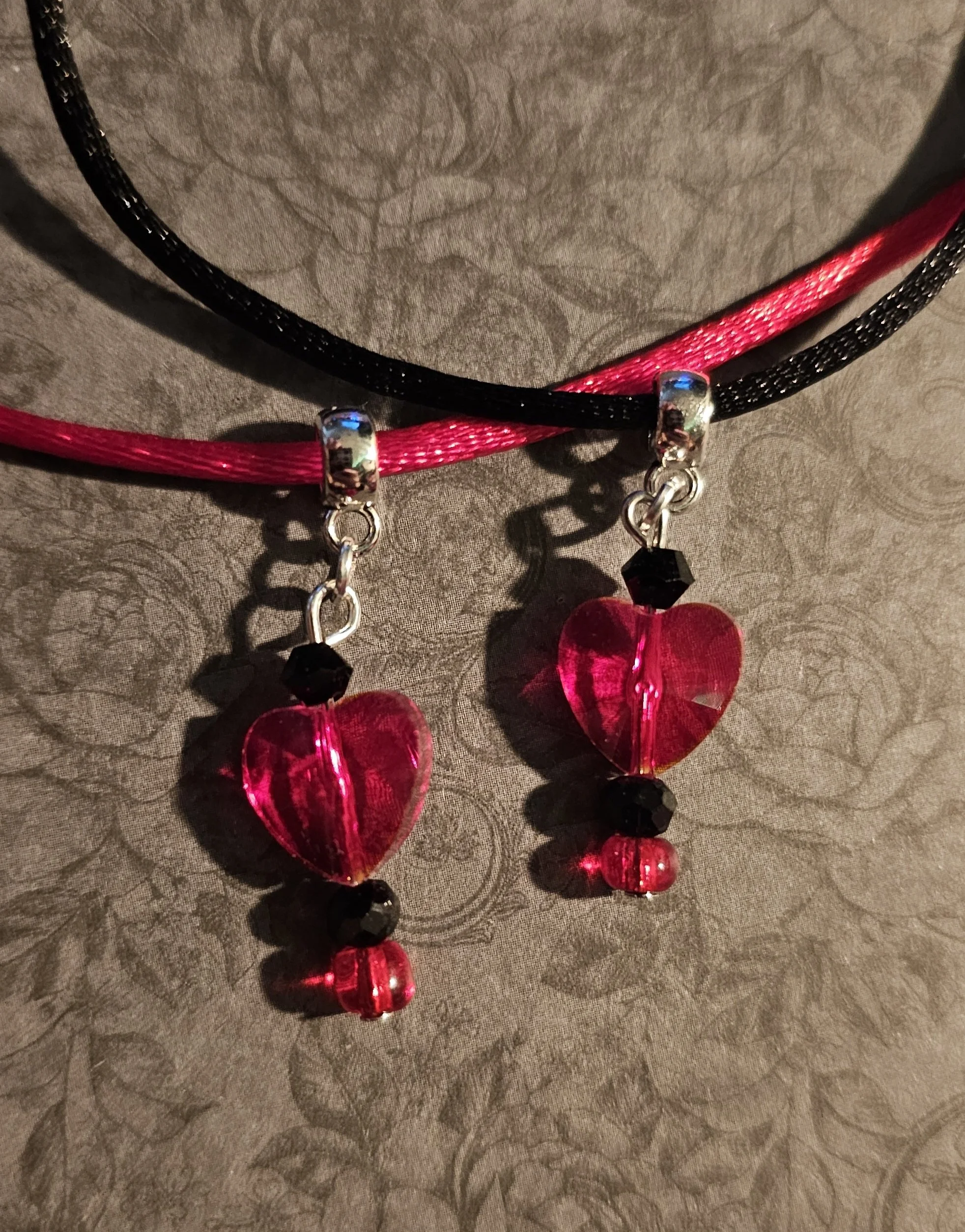Red Glass Crystal Heart Necklaces