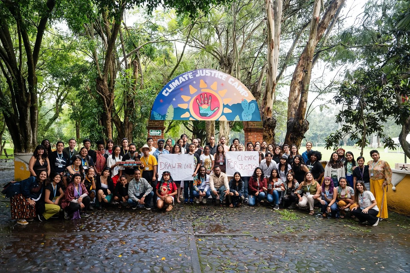 During the Climate Justice Camp in Mexico, over 200 activists from 60 different countries gathered for a week of connection, learning, and community building. They supported the #DrawTheLine campaign, which is a call to action to take future back to 