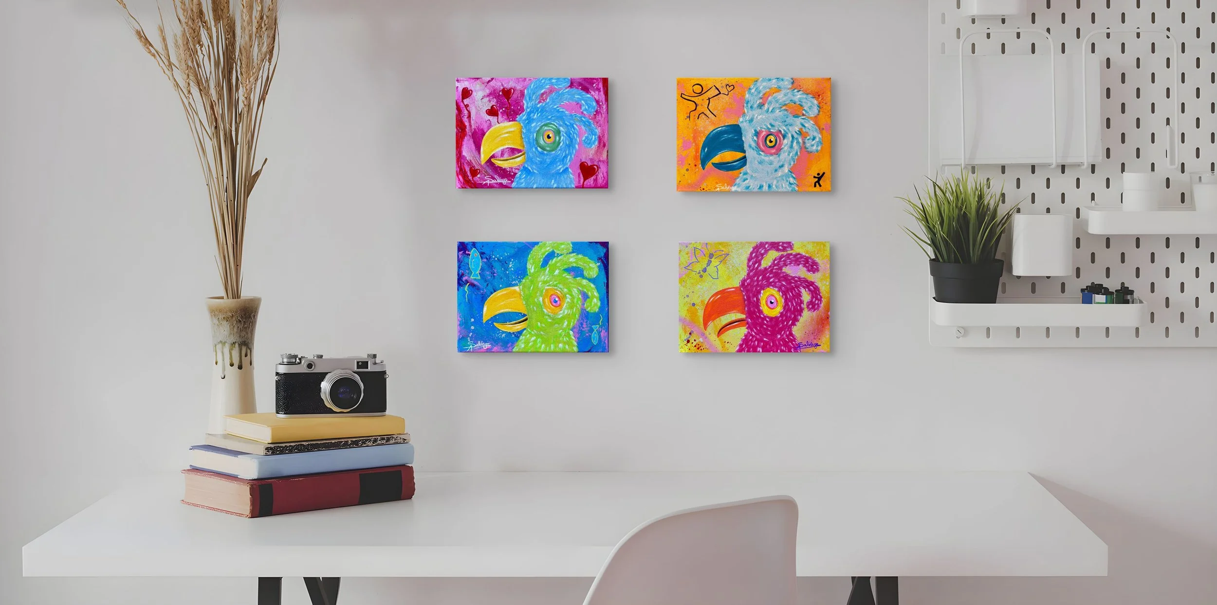 Birds of Salvage paintings by Axelle Salvage