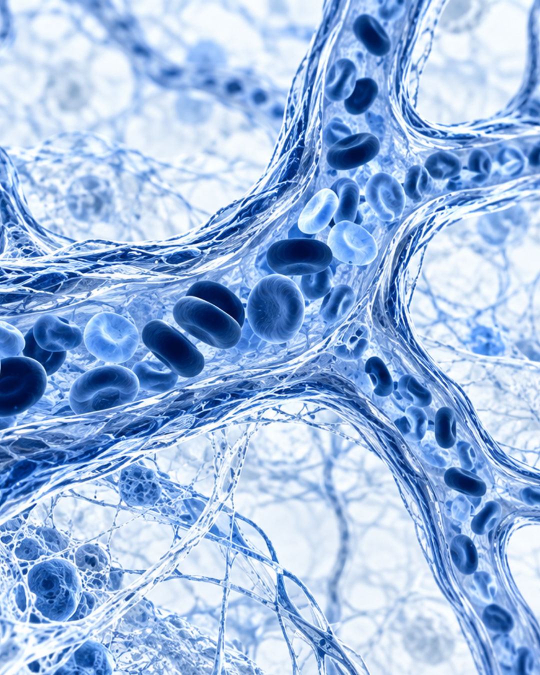 Blue DNA helix icon on a white background.