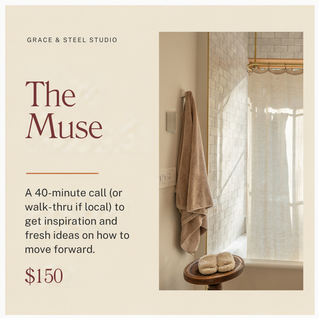 Spa-like bathroom scene with beige towels hanging on the wall, a small wooden stool with slippers, a frosted shower curtain, and a tiled shower area with sunlight