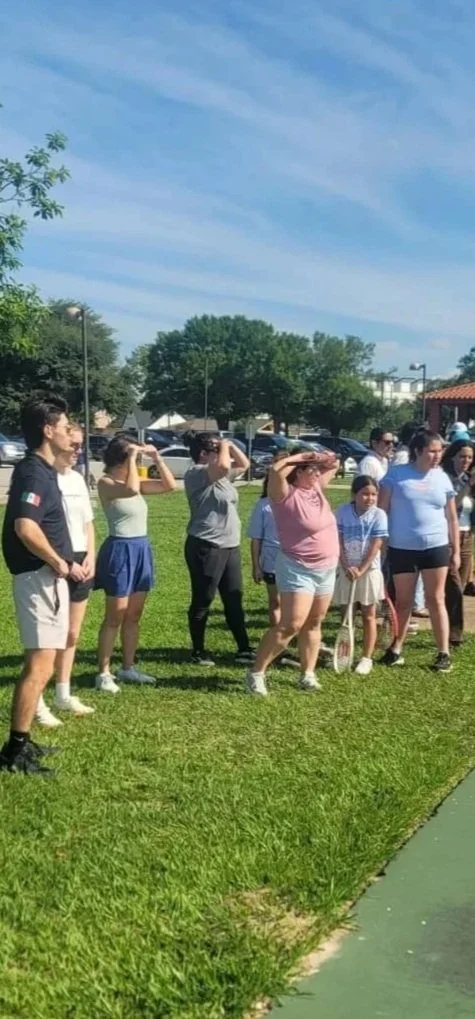 Youth tennis clinic during Monterrey Houston United Through Tennis community event in Houston