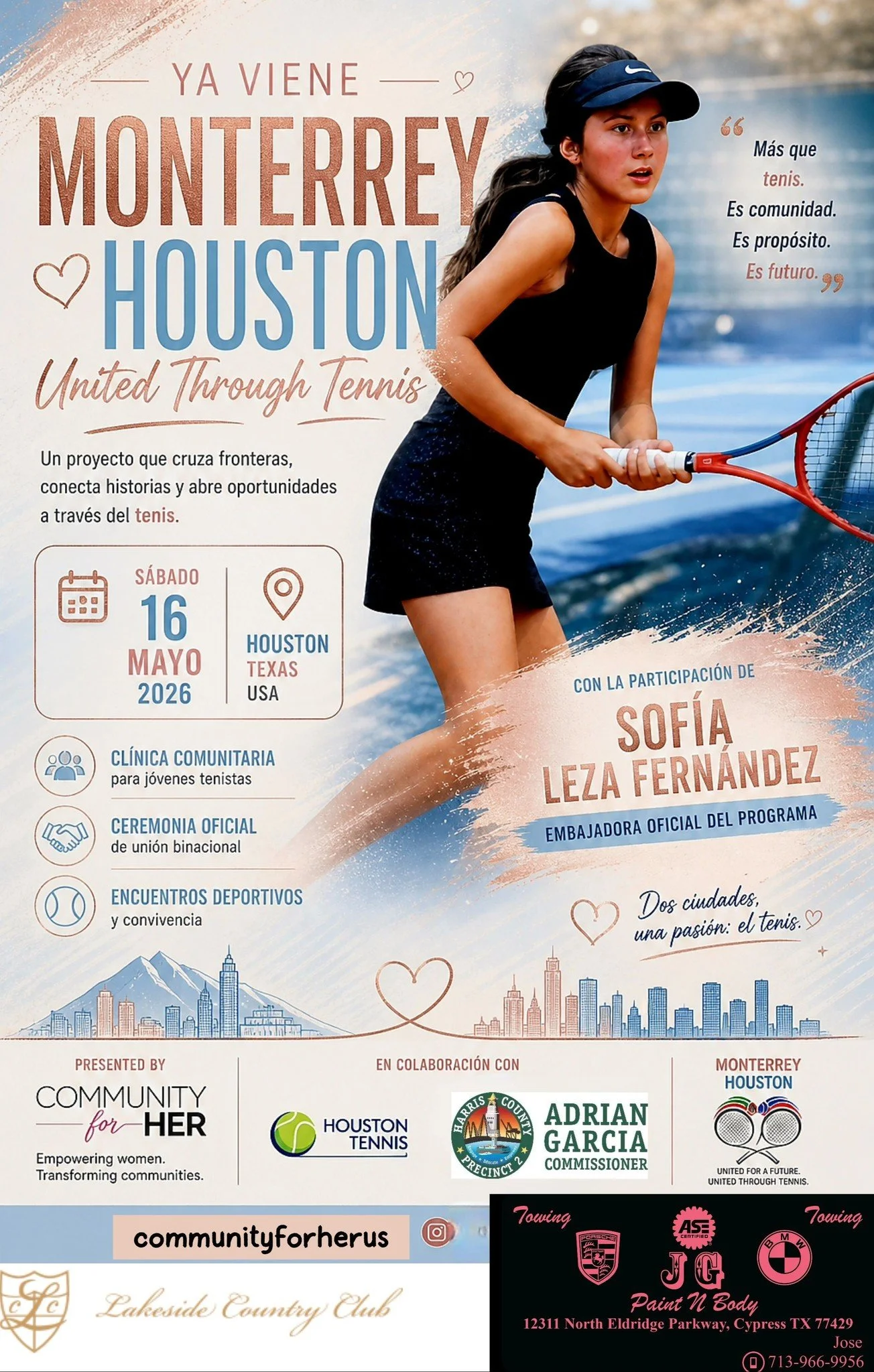Sofia Leza Fernandez ambassador Monterrey Houston United Through Tennis Community for Her