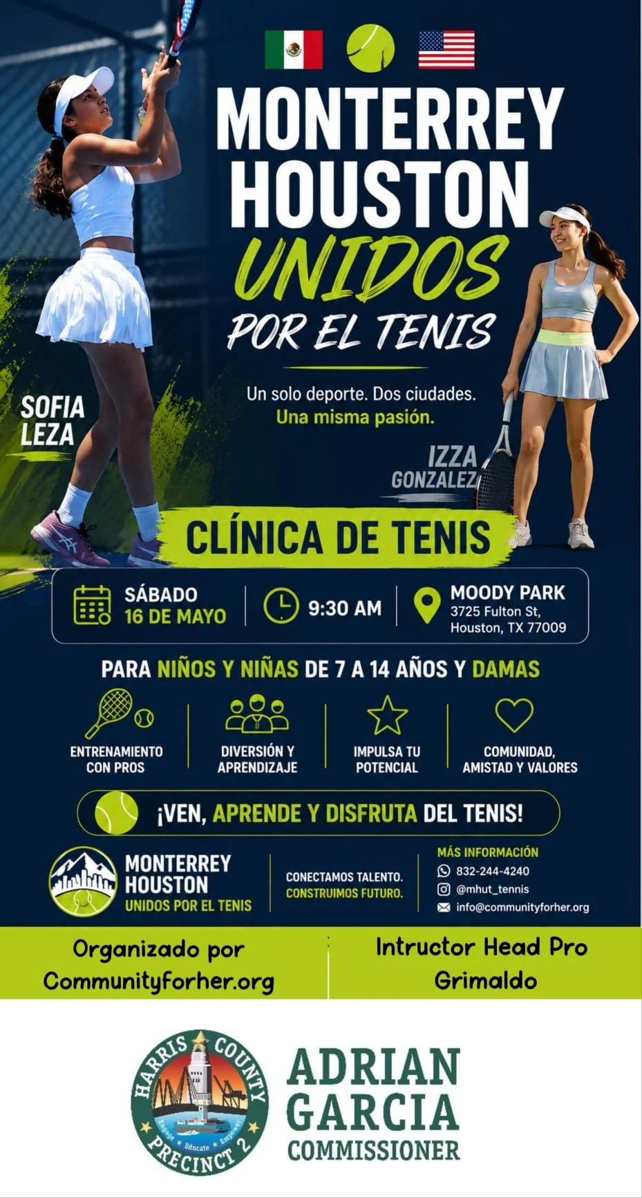 Sofia Leza Fernandez ambassador Monterrey Houston United Through Tennis Community for Her