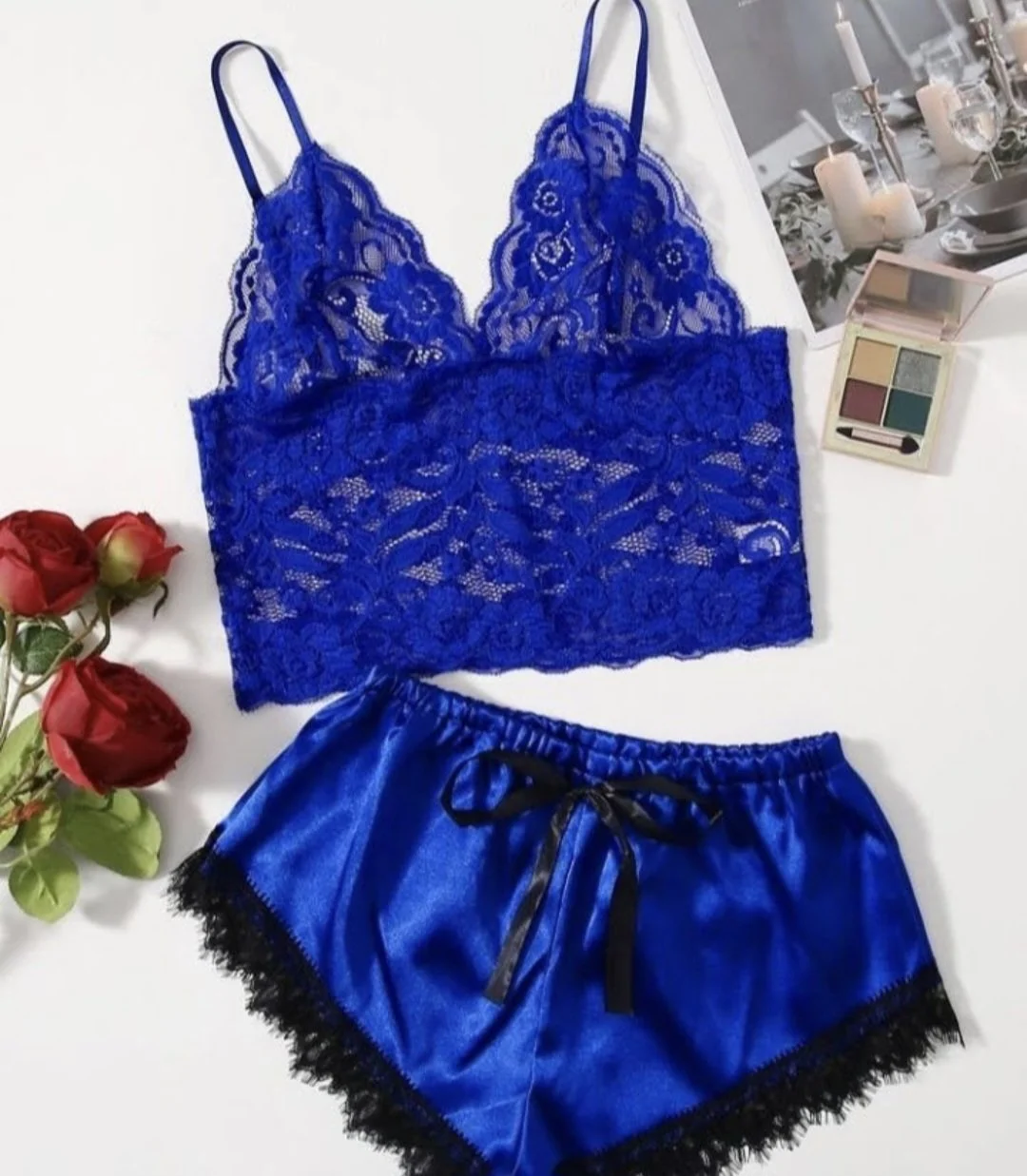 2pcs lace trim lingerie