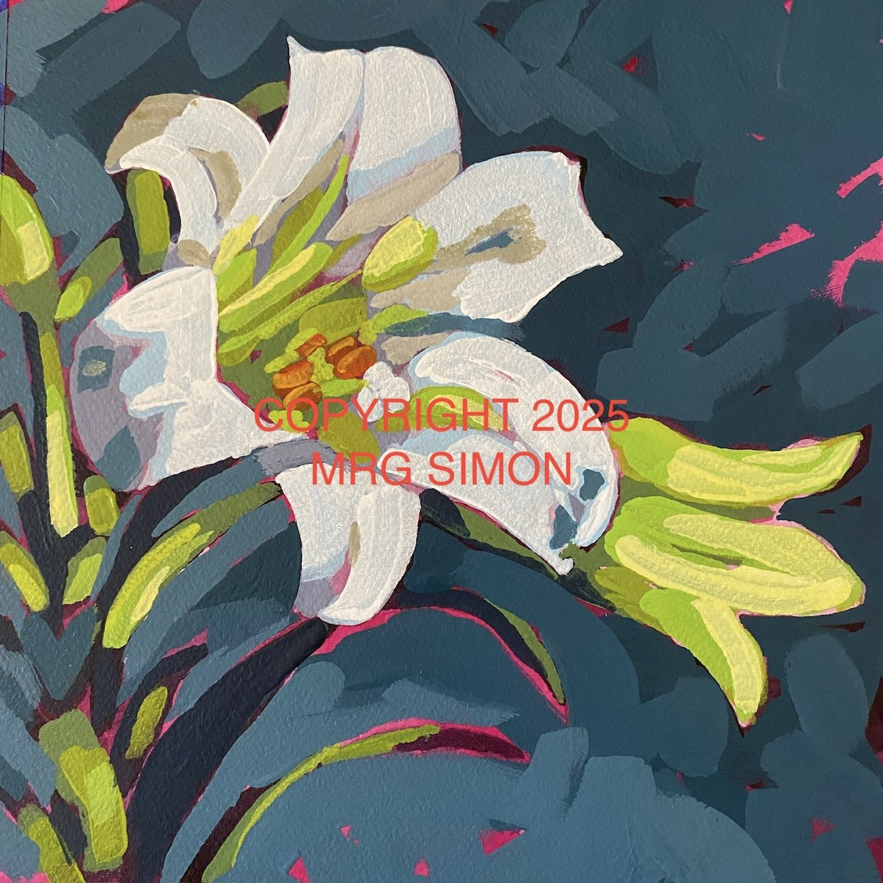 Easter Lily acrylic painting