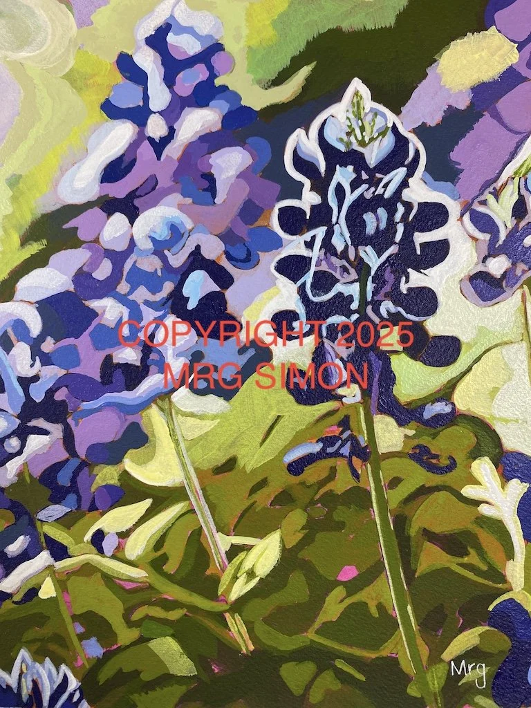 Bluebonnet close up 8x10 blue bonnet acrylic painting