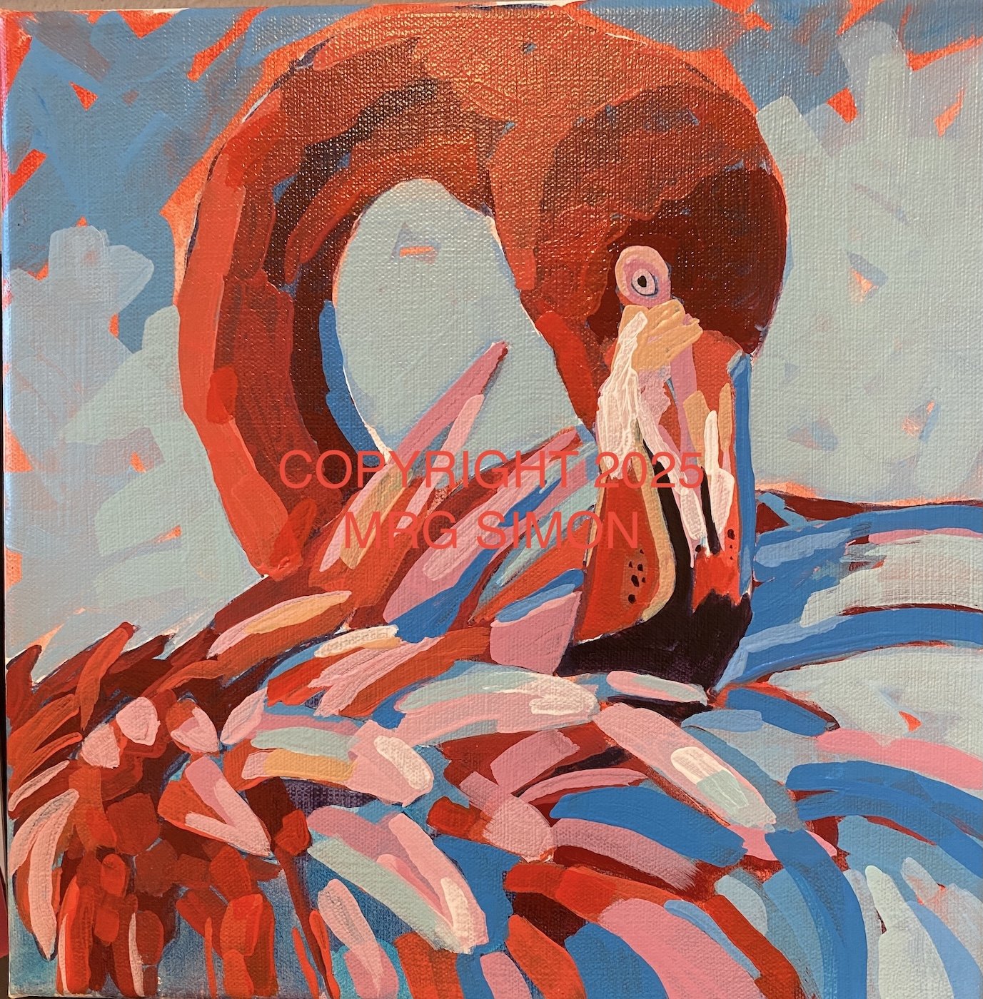 Flamingo acrylic painting on canvas