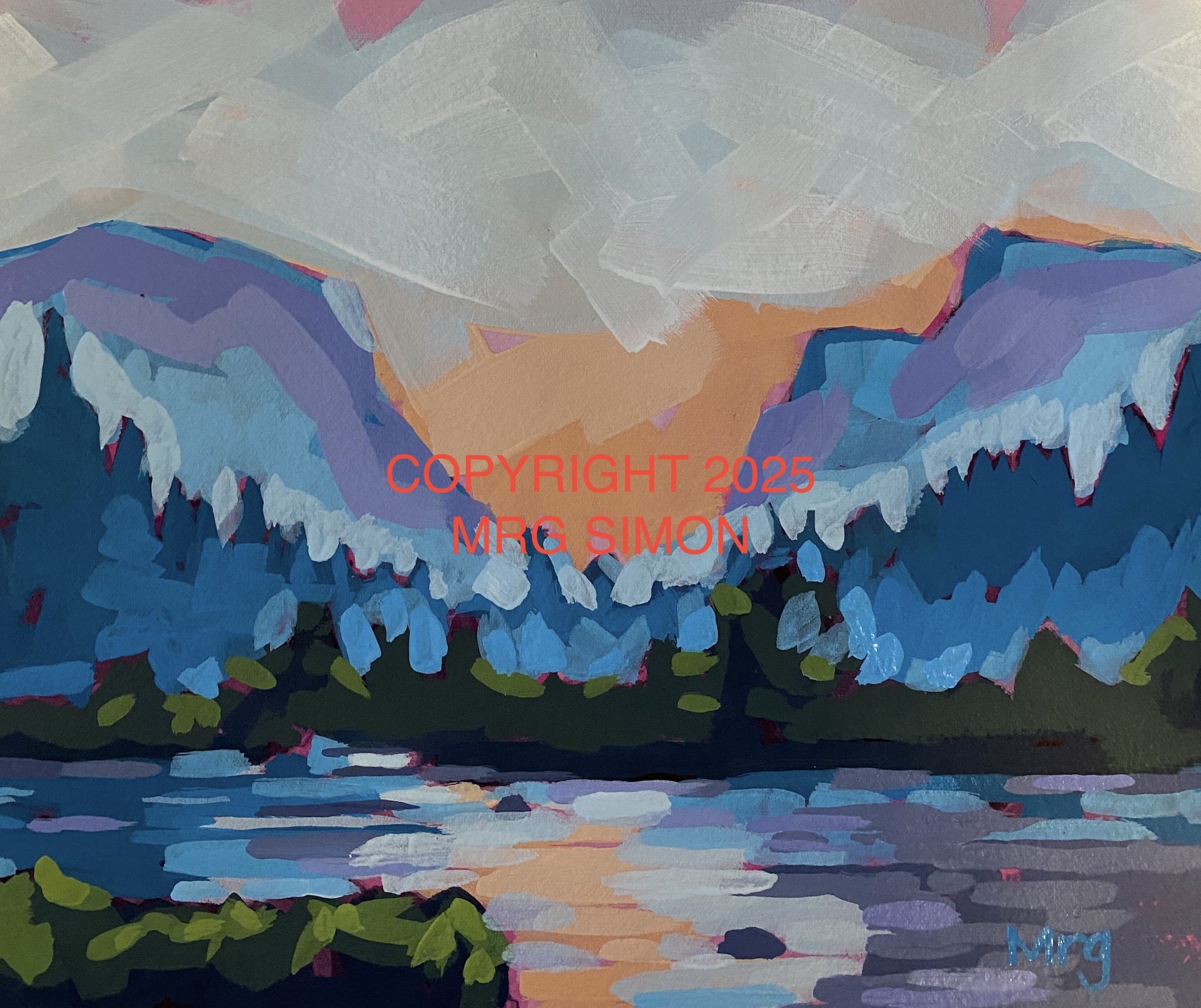 Mountain Lake Reflections acrylic painting