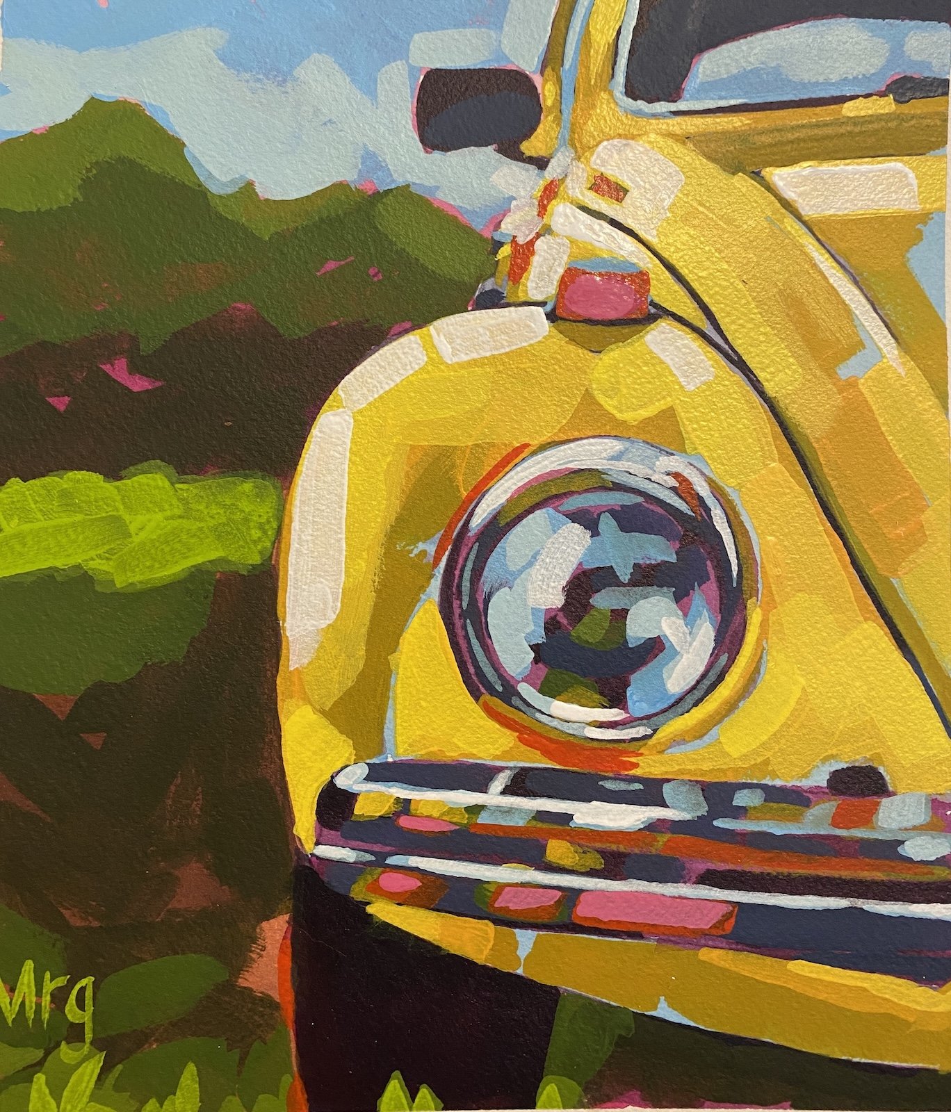 Yellow Bug No.2 acrylic painting