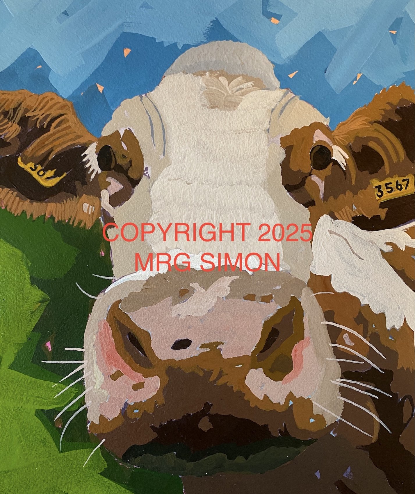 Cow 3567 Closeup acrylic painting