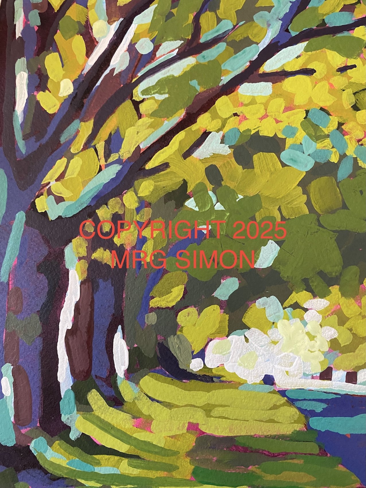 Tree-Lined Street acrylic painting