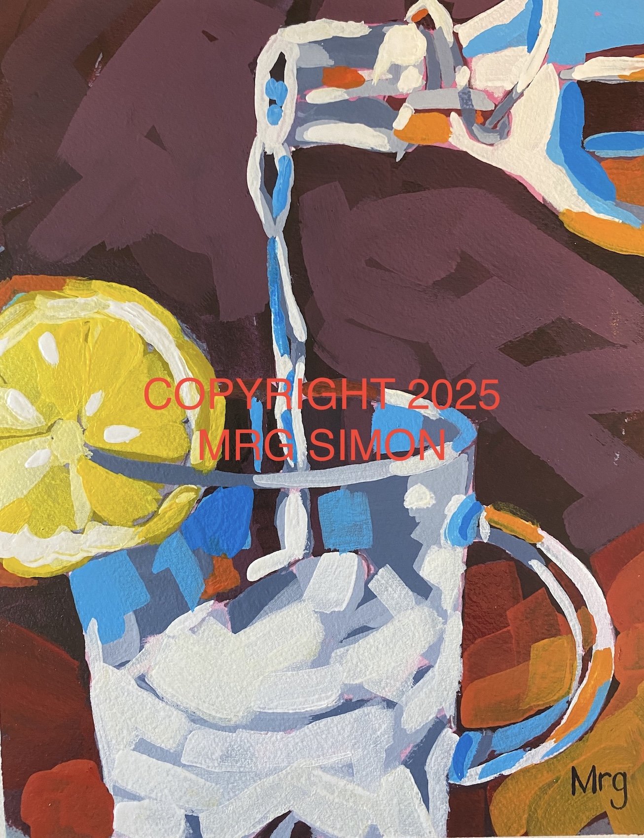 Sparkling Water pouring beverage acrylic painting