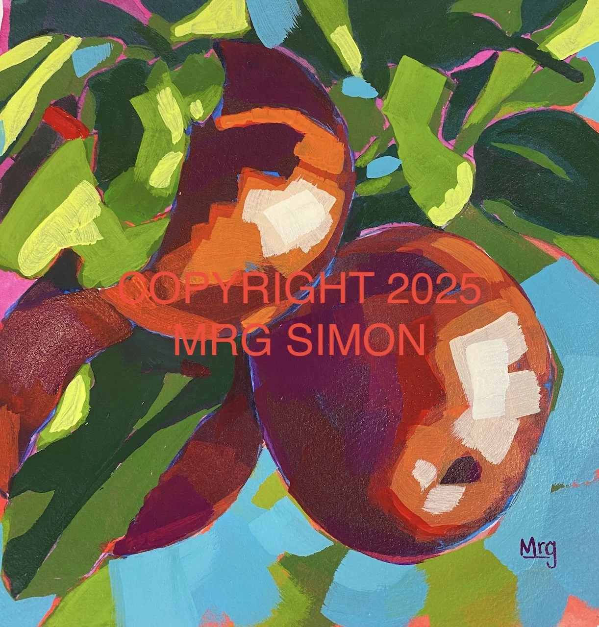 Fall Apples on Tree acrylic painting