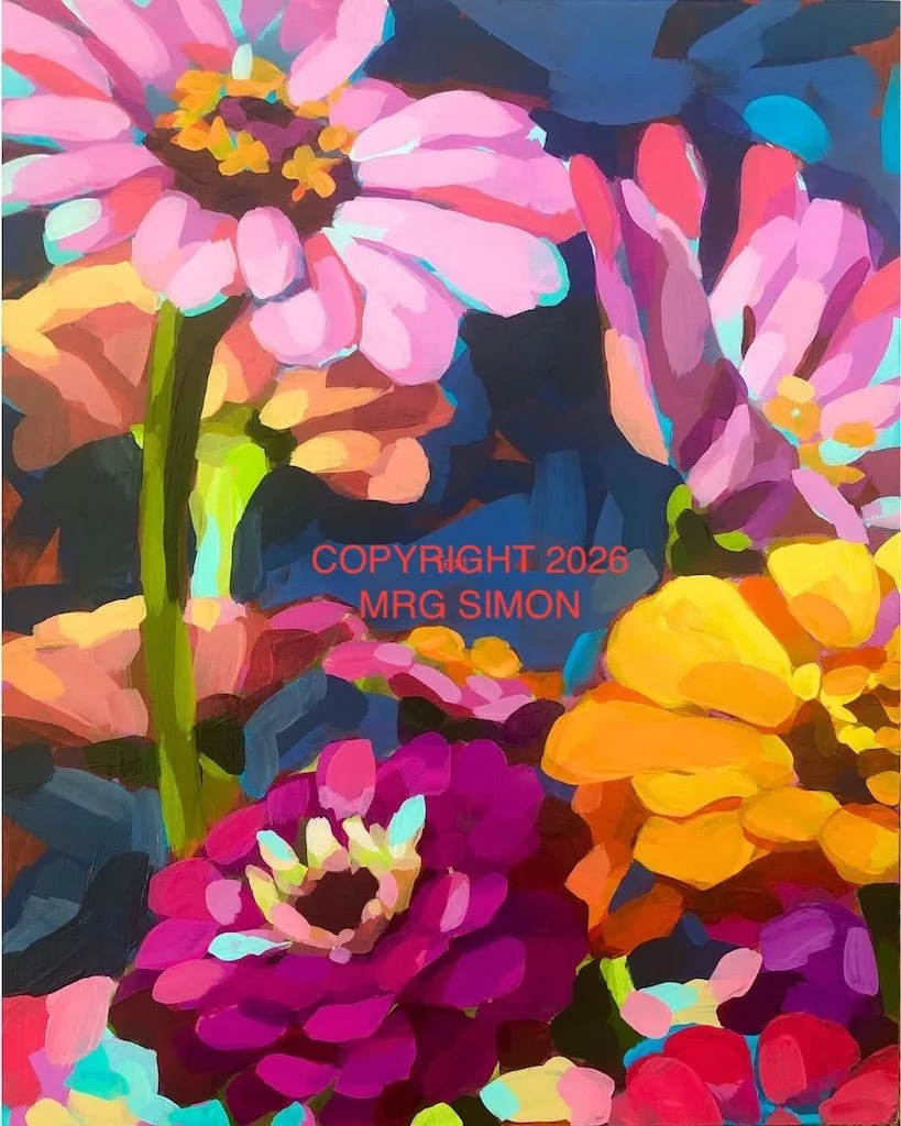 ACR-FLORAL-Zinnia Garden 8x10 framed