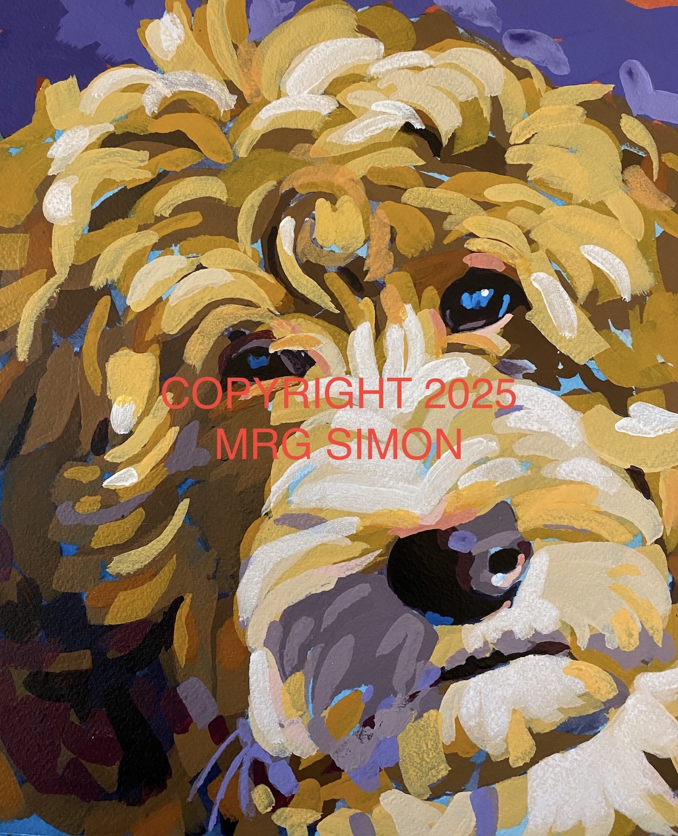 Golden Doodle dog acrylic painting