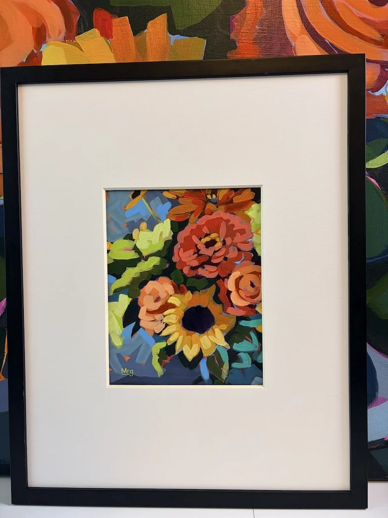 Acrylic Cheery Bouquet vivid bold 8x10 framed