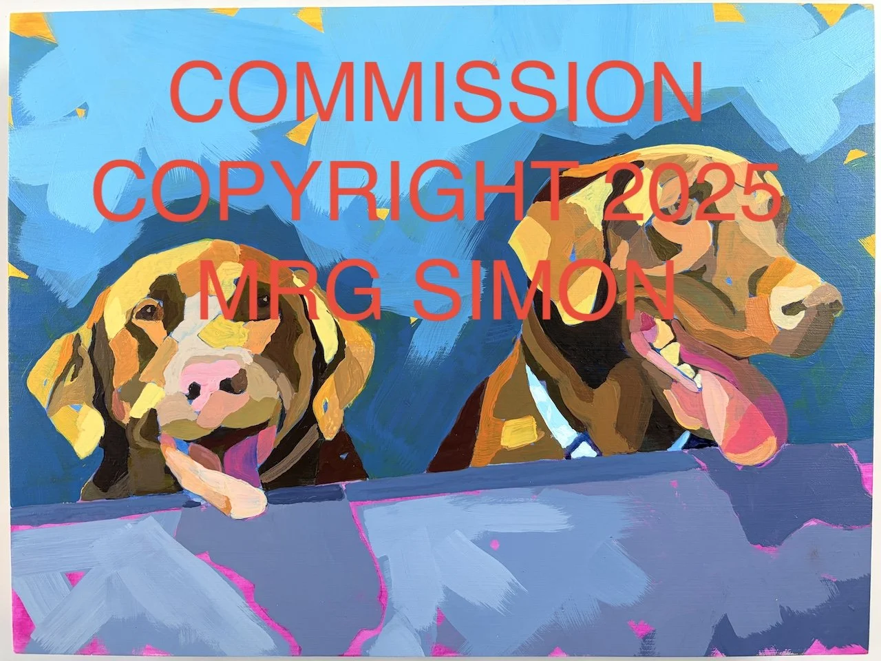 COMMISSION acrylic painting of 2 Dogs