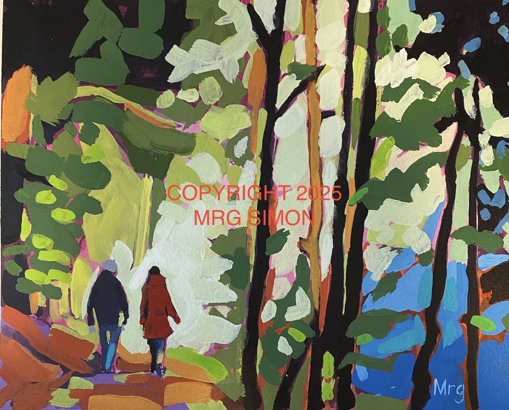 Walking in the Woods acrylic painting