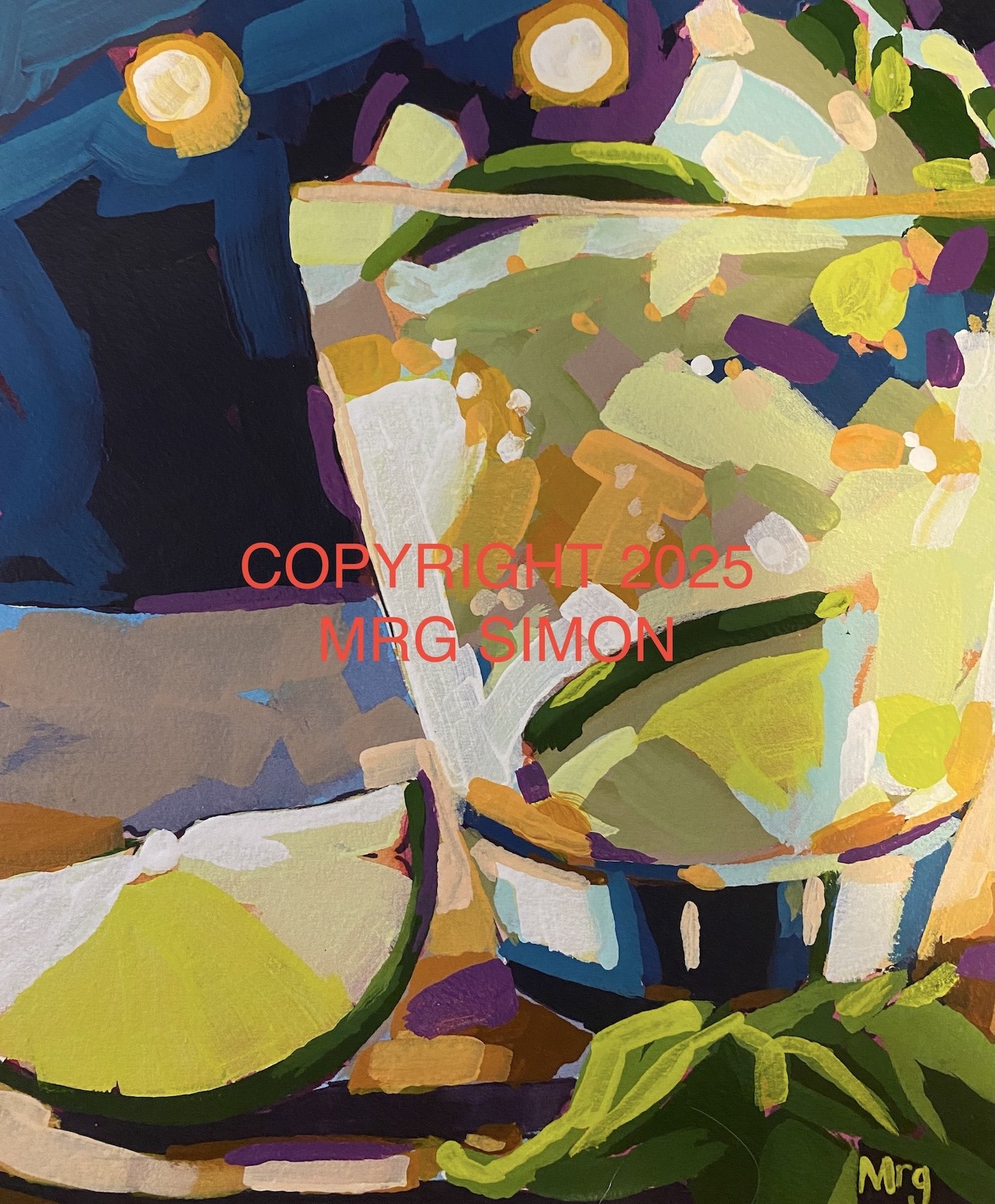 Mojito beverage cocktail acrylic painting