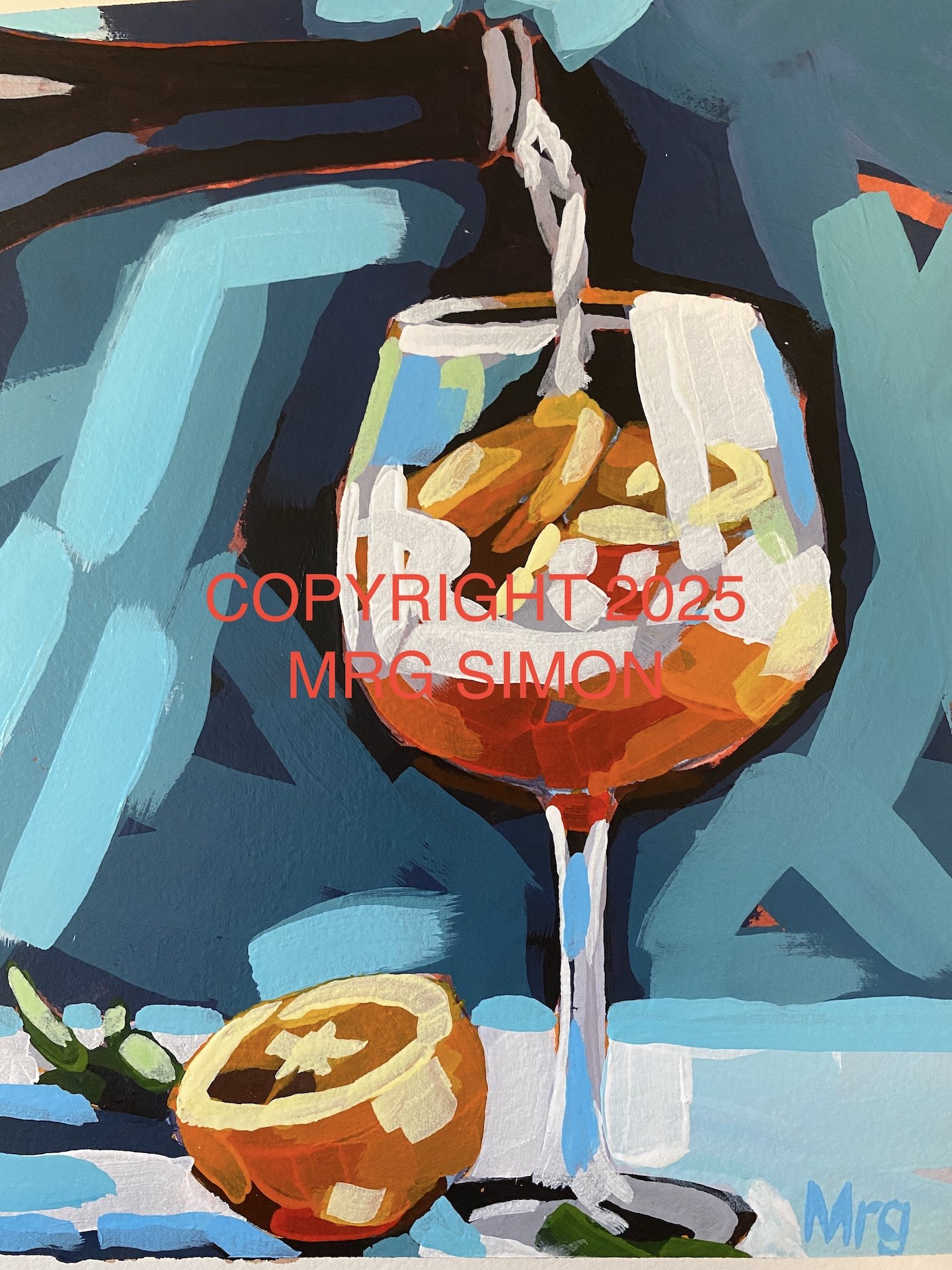 Aperol Spritz No.1 beverage pour acrylic painting