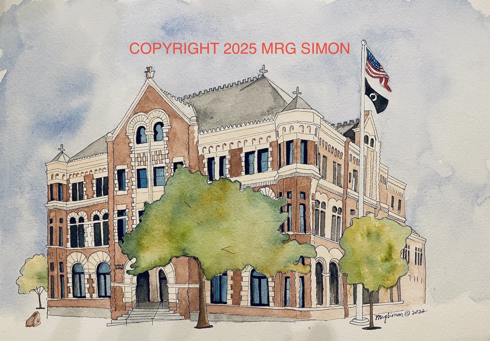 Federal Courthouse Sioux Falls SD Watercolor ORIGINAL