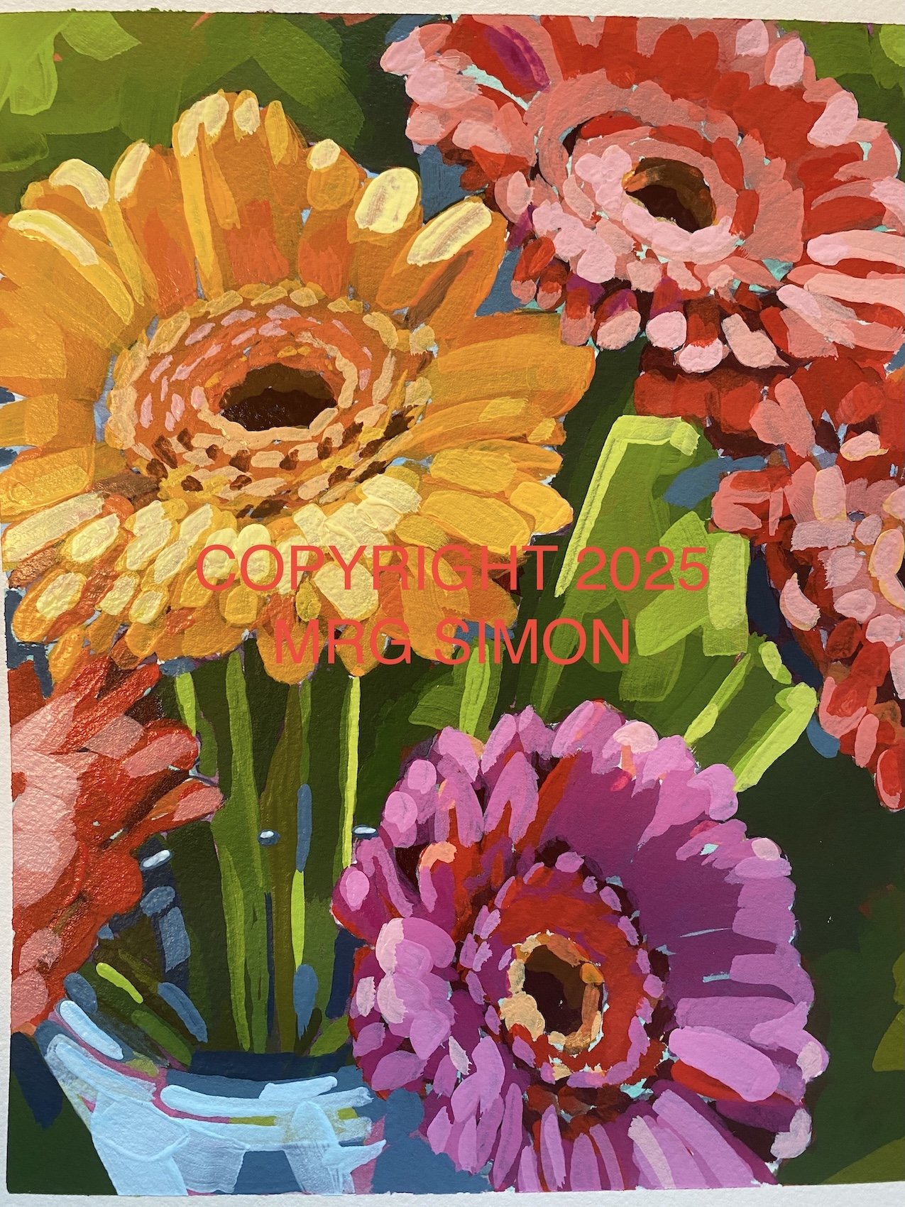 Gerbera Daisies No.1 acrylic painting
