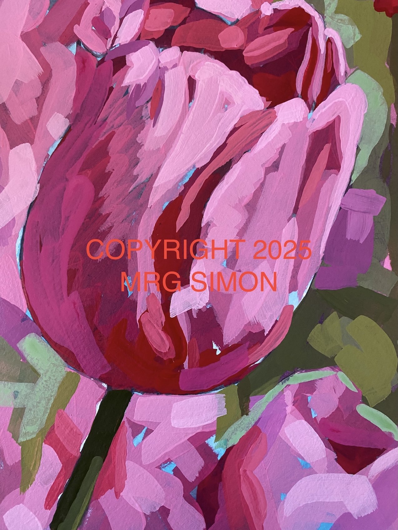 Pink Tulip acrylic painting
