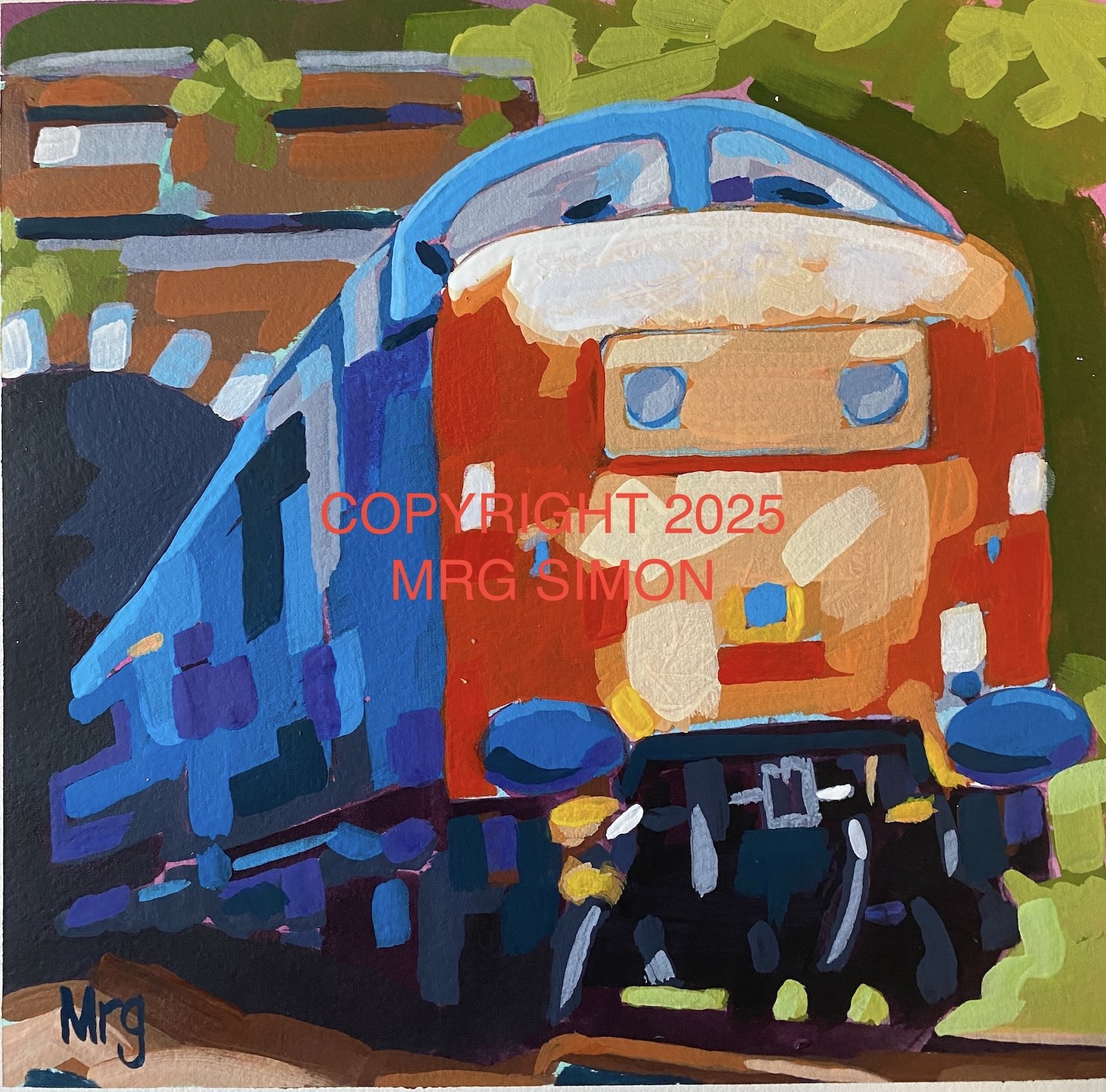 Train acrylic painting
