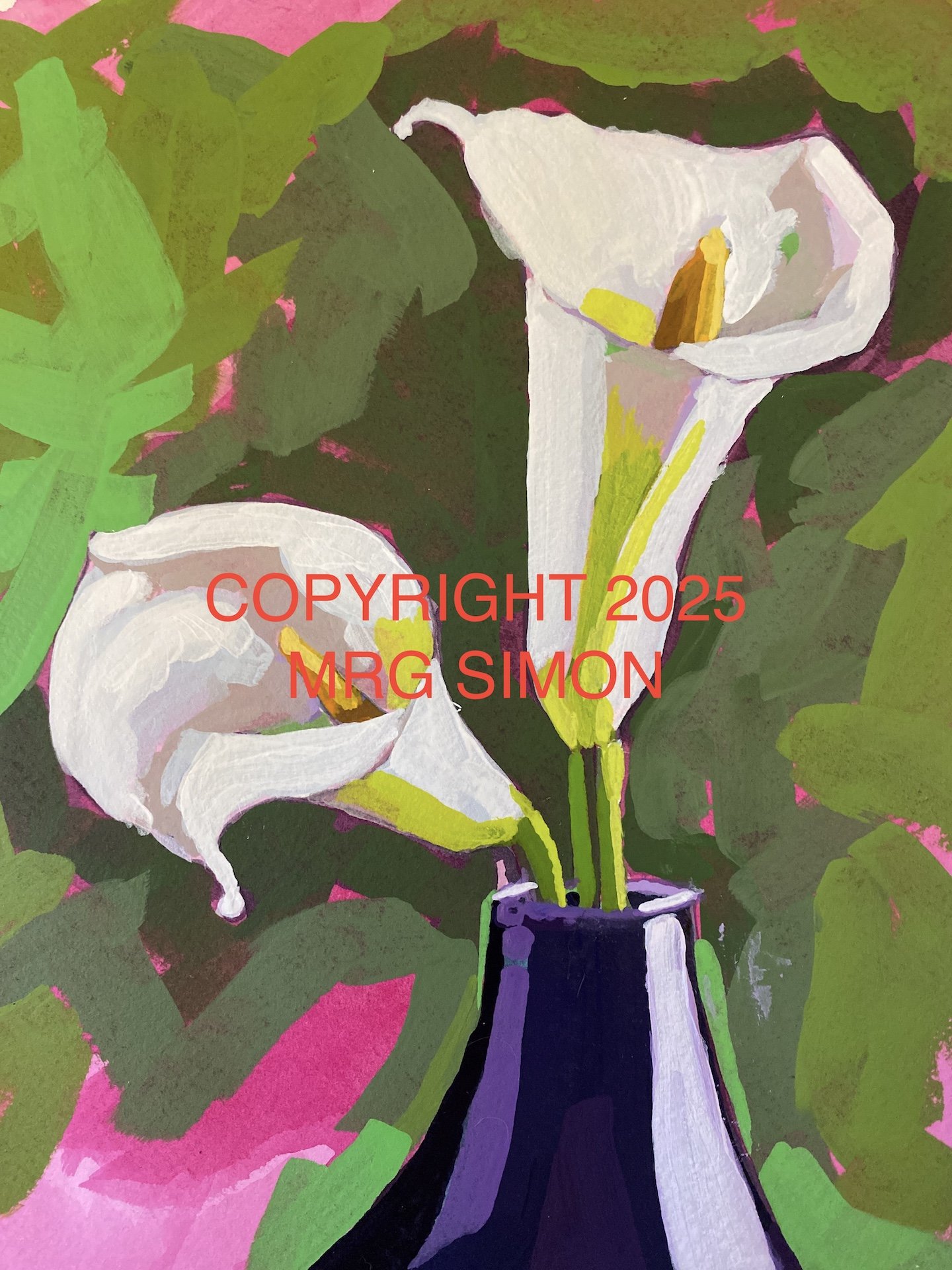 Calla Lilies acrylic painting
