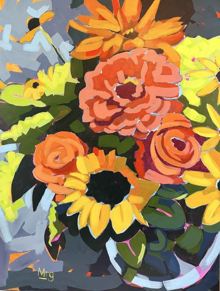 Acrylic painting Cheery Bouquet 36x48