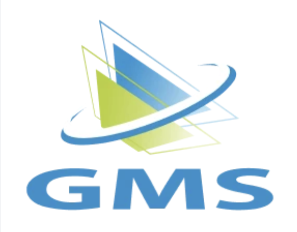 Logo with blue and green geometric shapes and the text 'GMS' beneath.