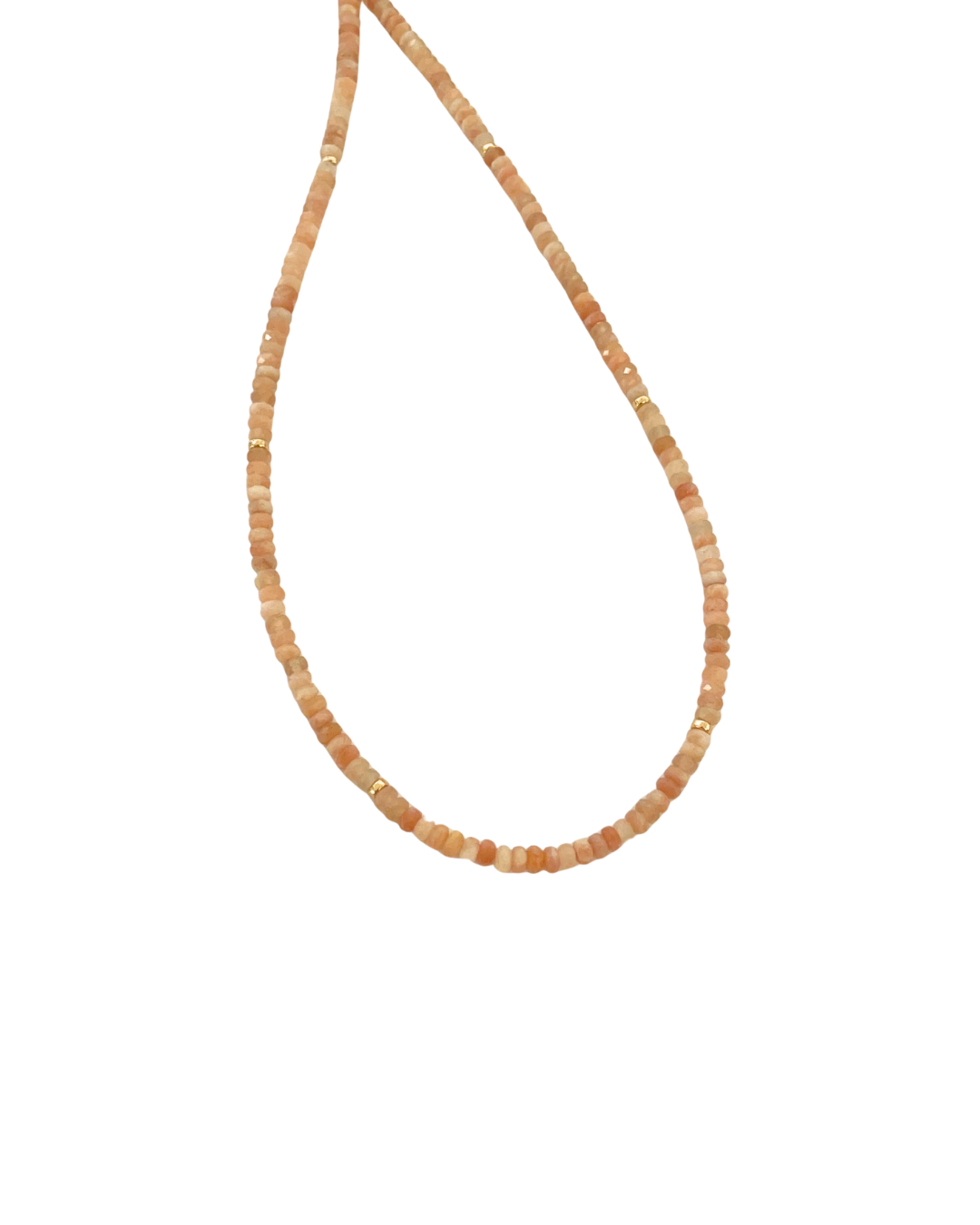 FACETED RONDELLE CHOKER - PEACH MOONSTONE