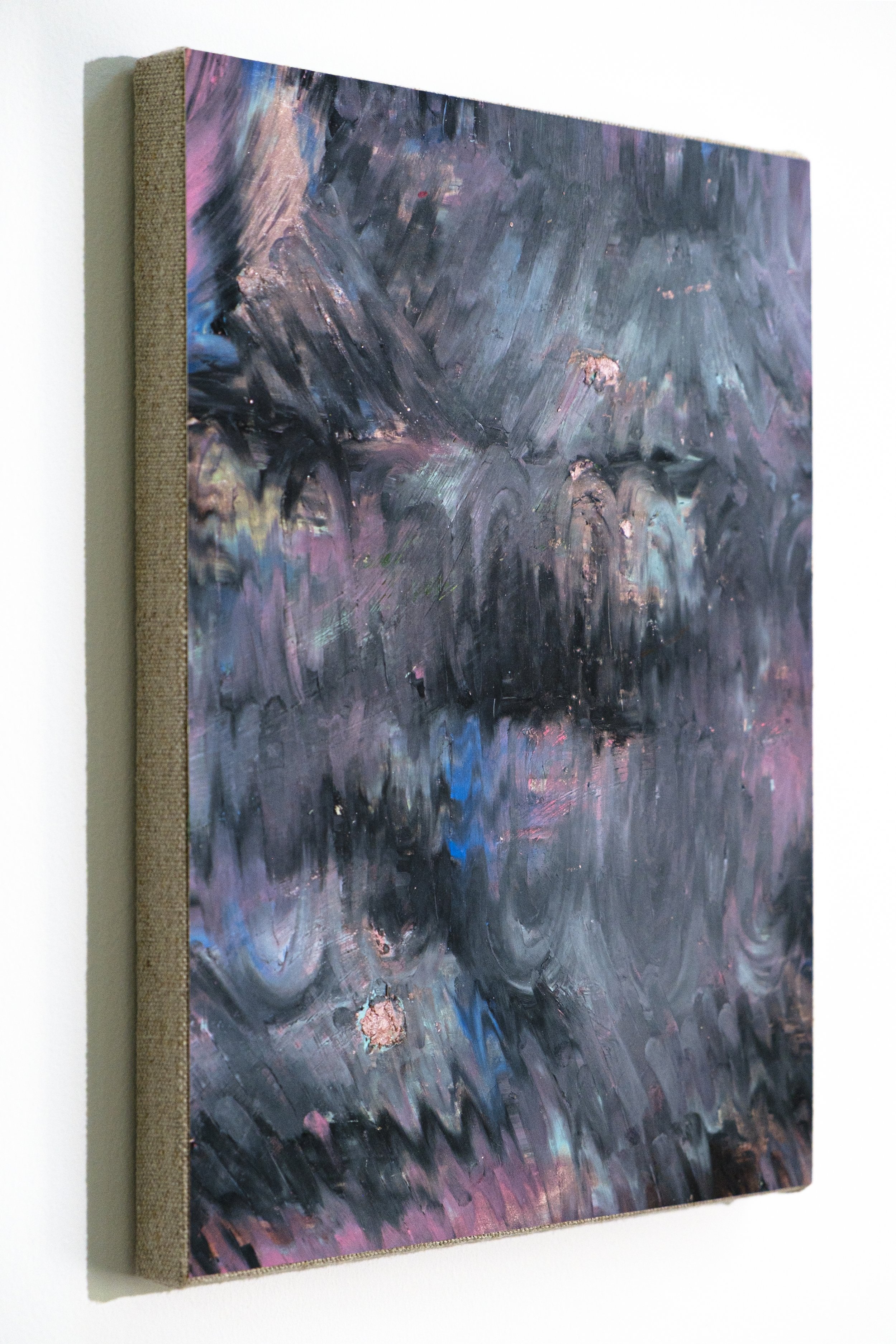 Intercession II, 2025, Oil stick on paper, mounted on linen stretched panel, 11x14 in., $800