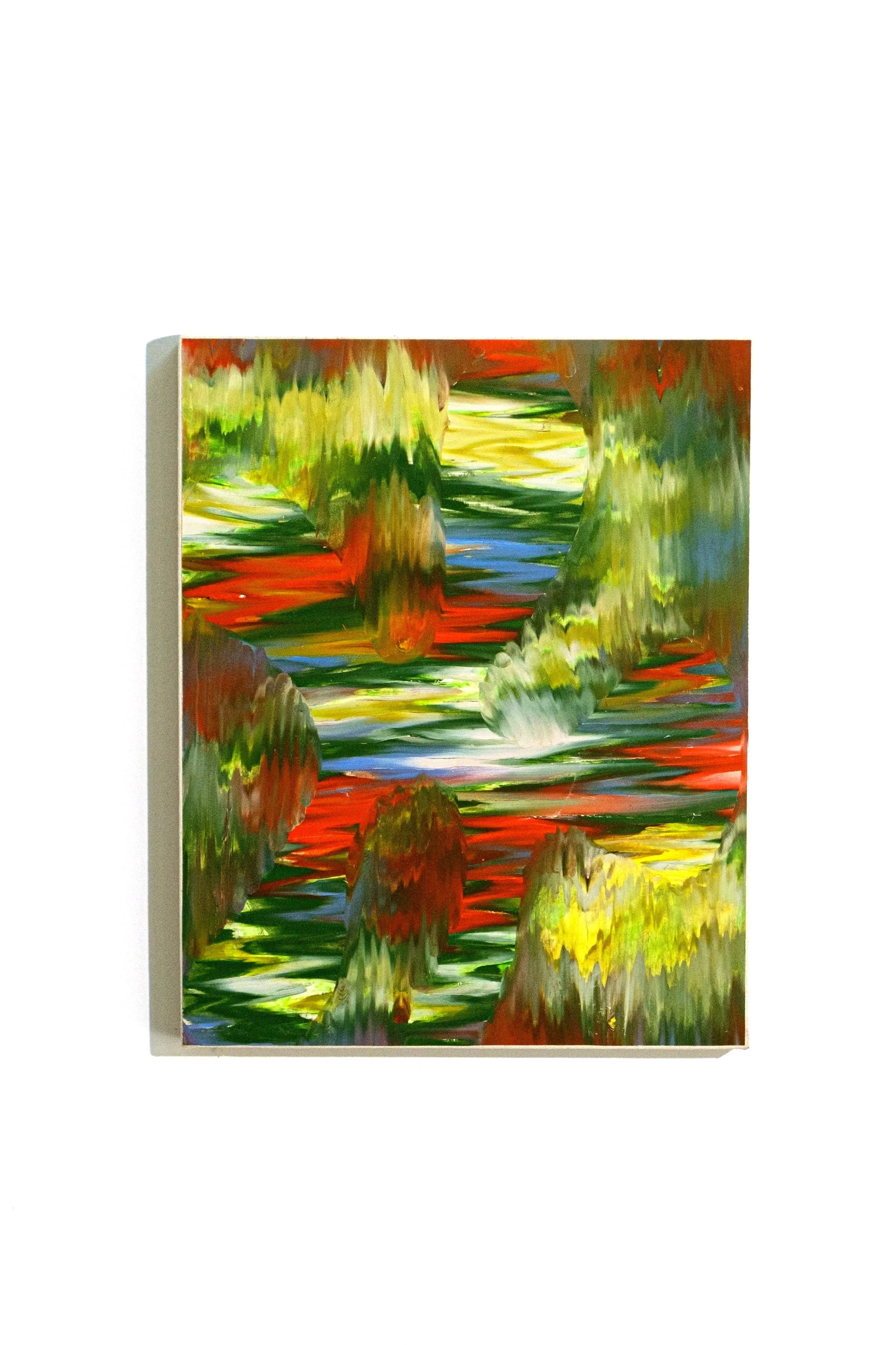 A Carving, 2023, Oil stick on paper, mounted on canvas stretched panel, 16x20 in., $1,500