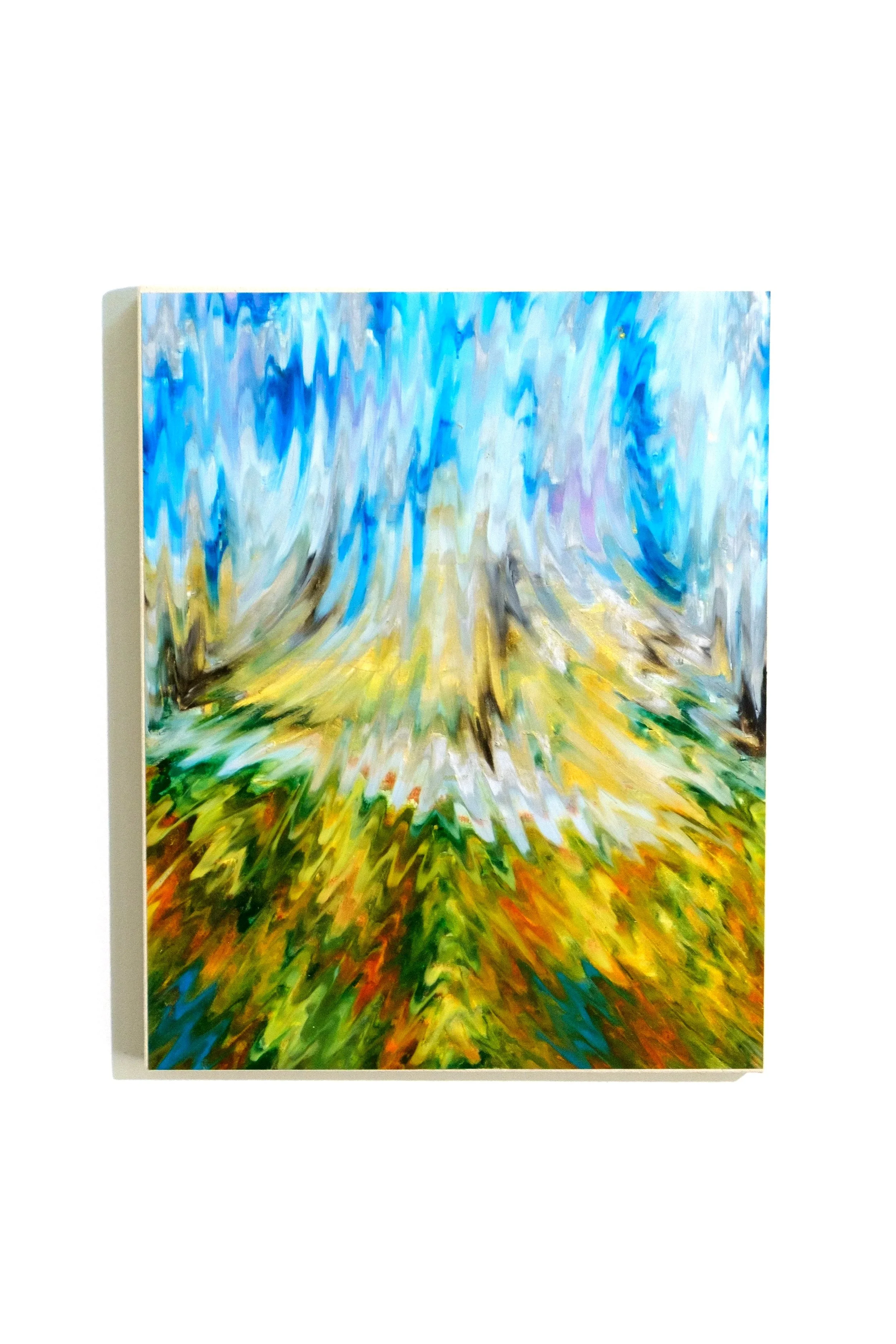 Everything at Once, yet still, Not Enough, 2025, Oil stick on paper, mounted on canvas stretched panel, 16x20 in., $1,500