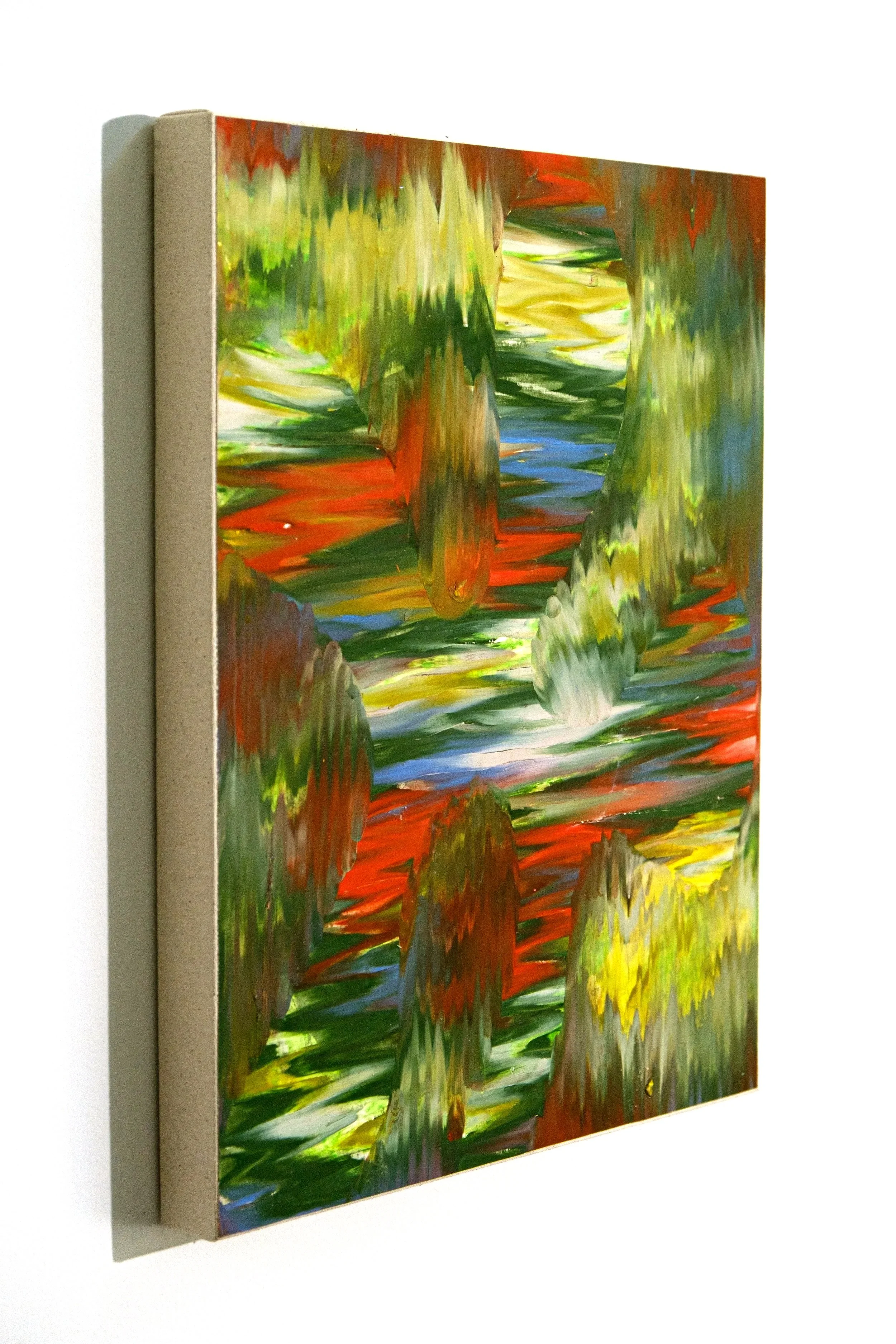 A Carving, 2023, Oil stick on paper, mounted on canvas stretched panel, 16x20 in., $1,500