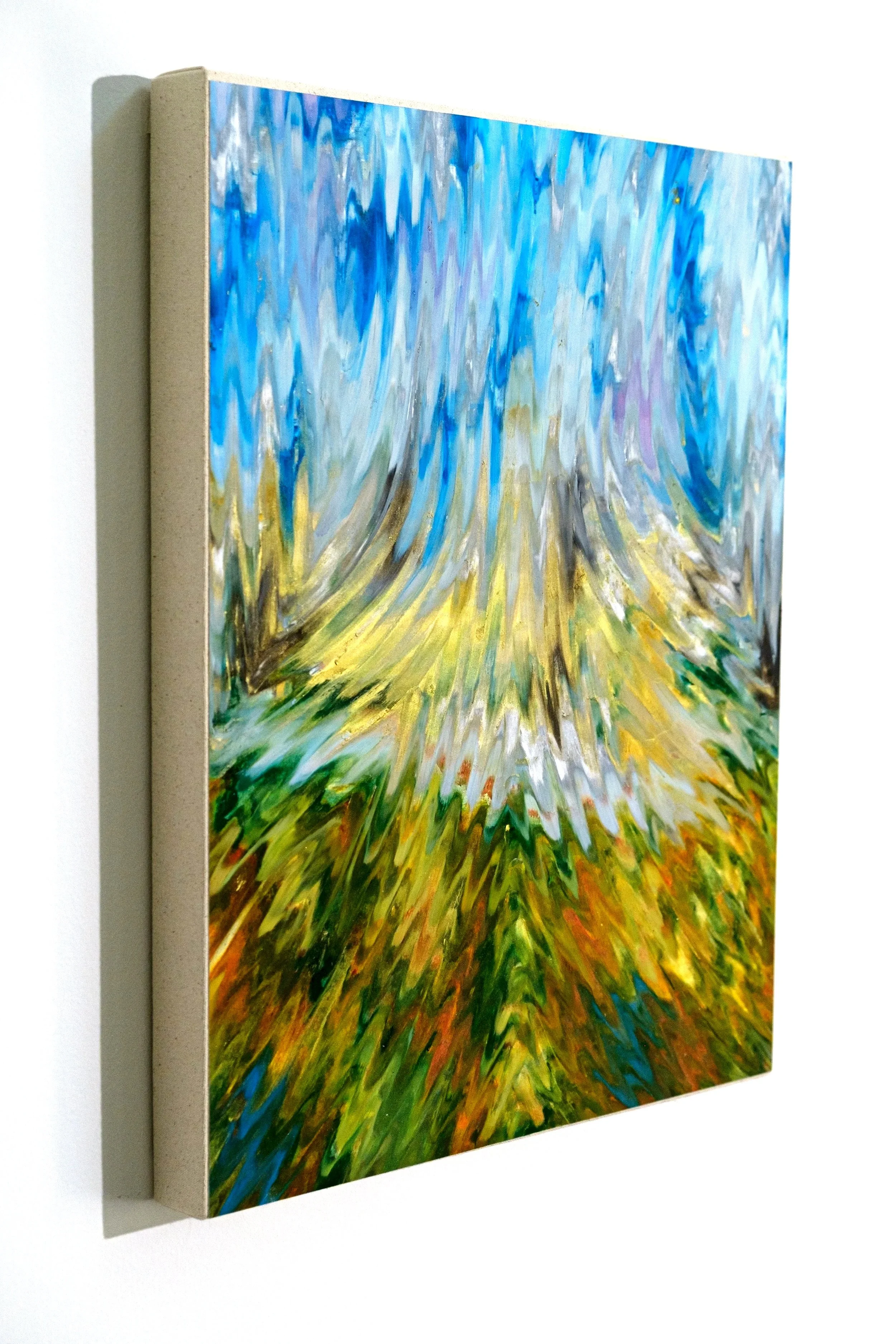Everything at Once, yet still, Not Enough, 2025, Oil stick on paper, mounted on canvas stretched panel, 16x20 in., $1,500